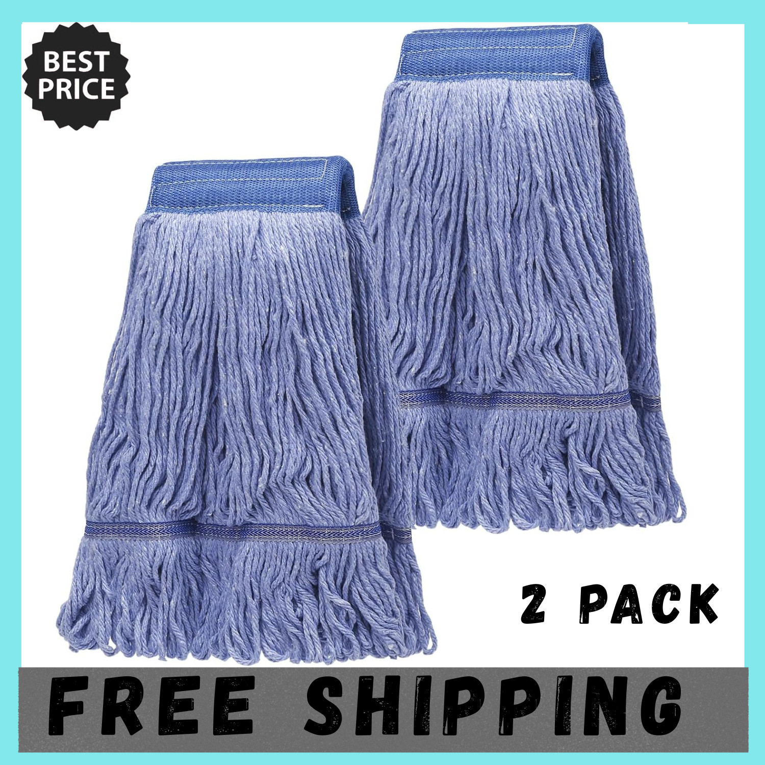2 Pack Mop Head Replacement, Cleaning Heavy Duty Mop Head Commercial Replacement