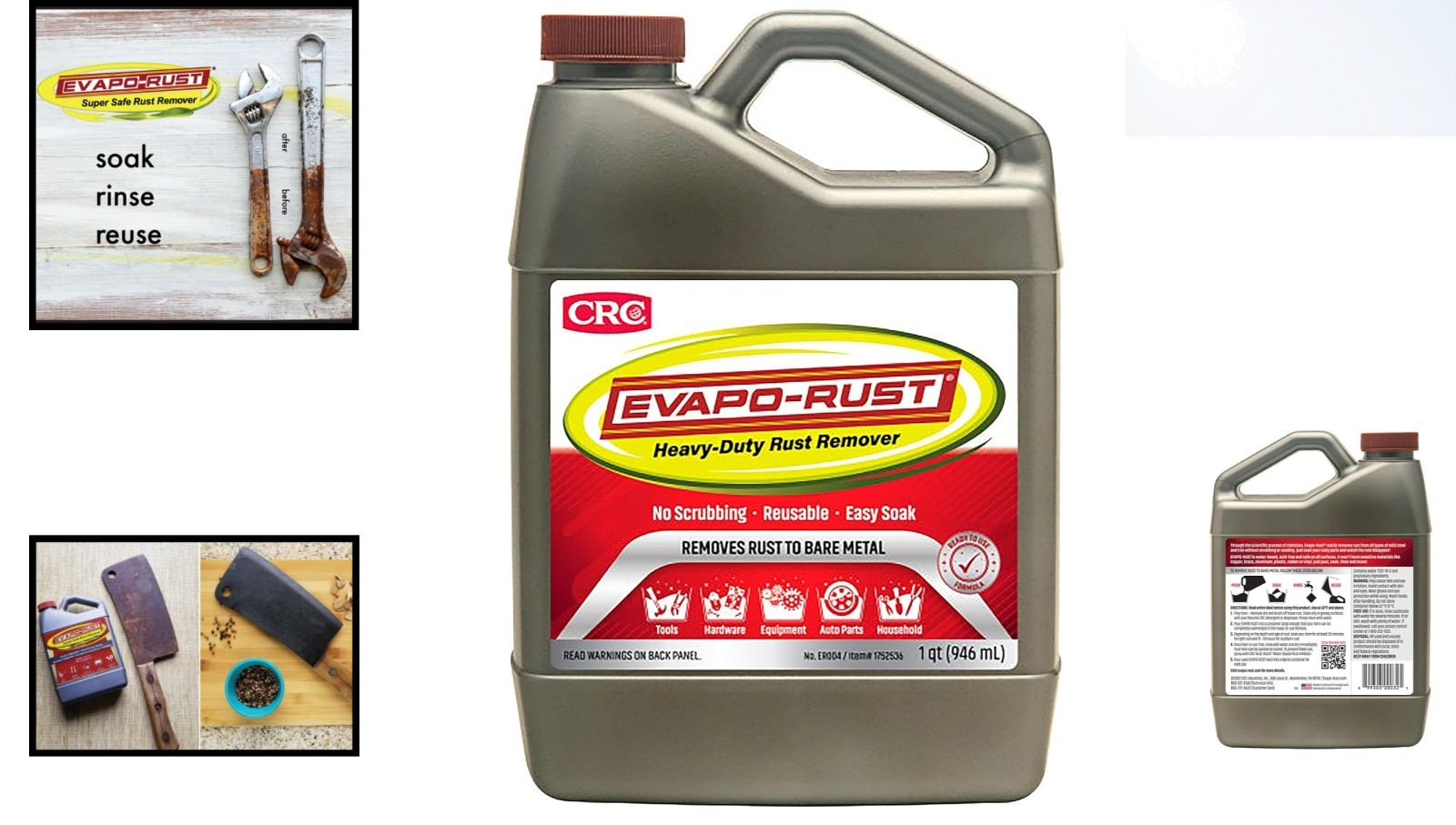 CRC Evapo-Rust 32 oz Heavy-Duty Rust Remover – Safe, Reusable, Non-Corrosive