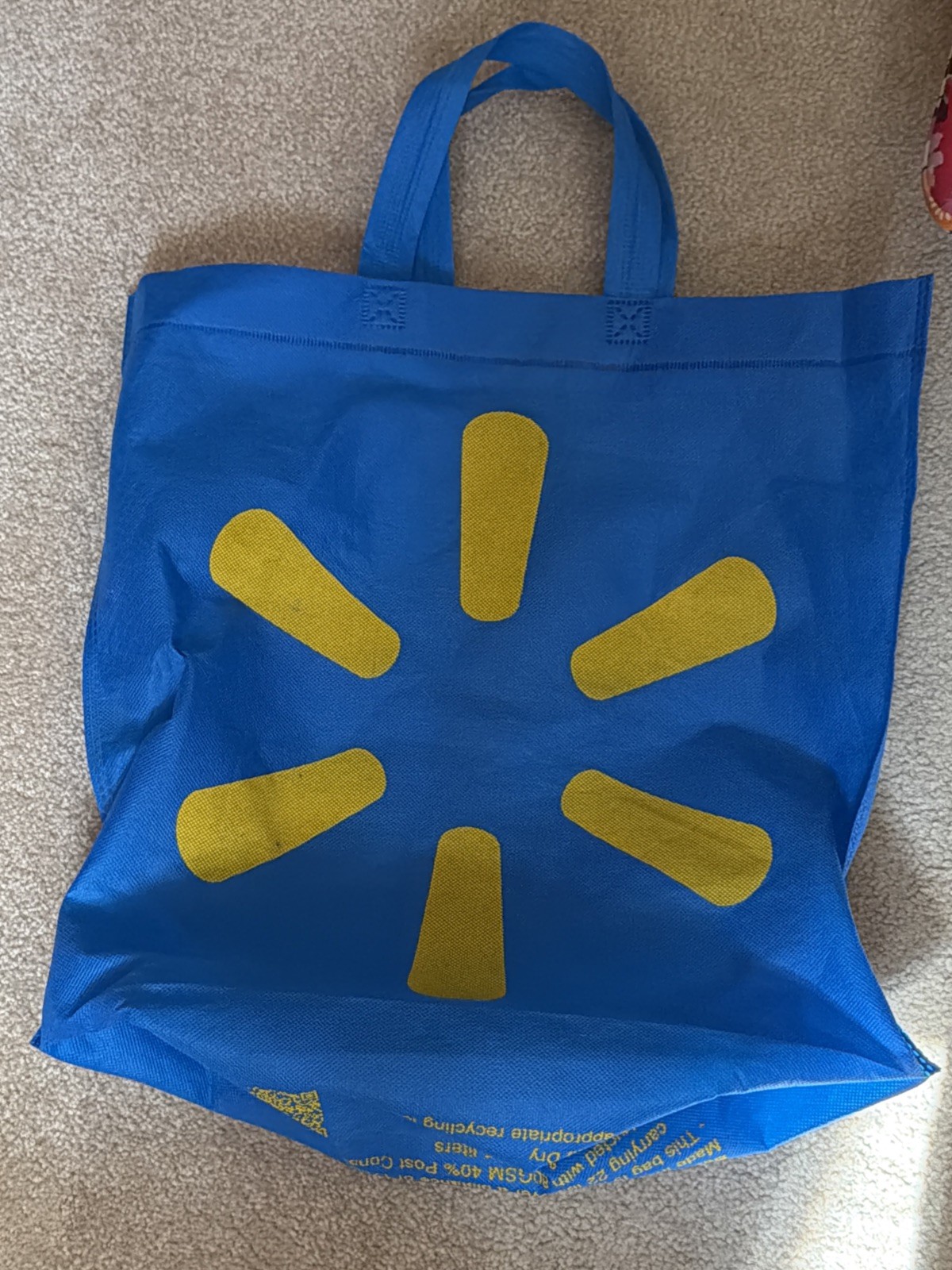 Reuseable Walmart Blue Canvas Tote Grocery Shopping Bag 17″ x 16″ Lot of 2