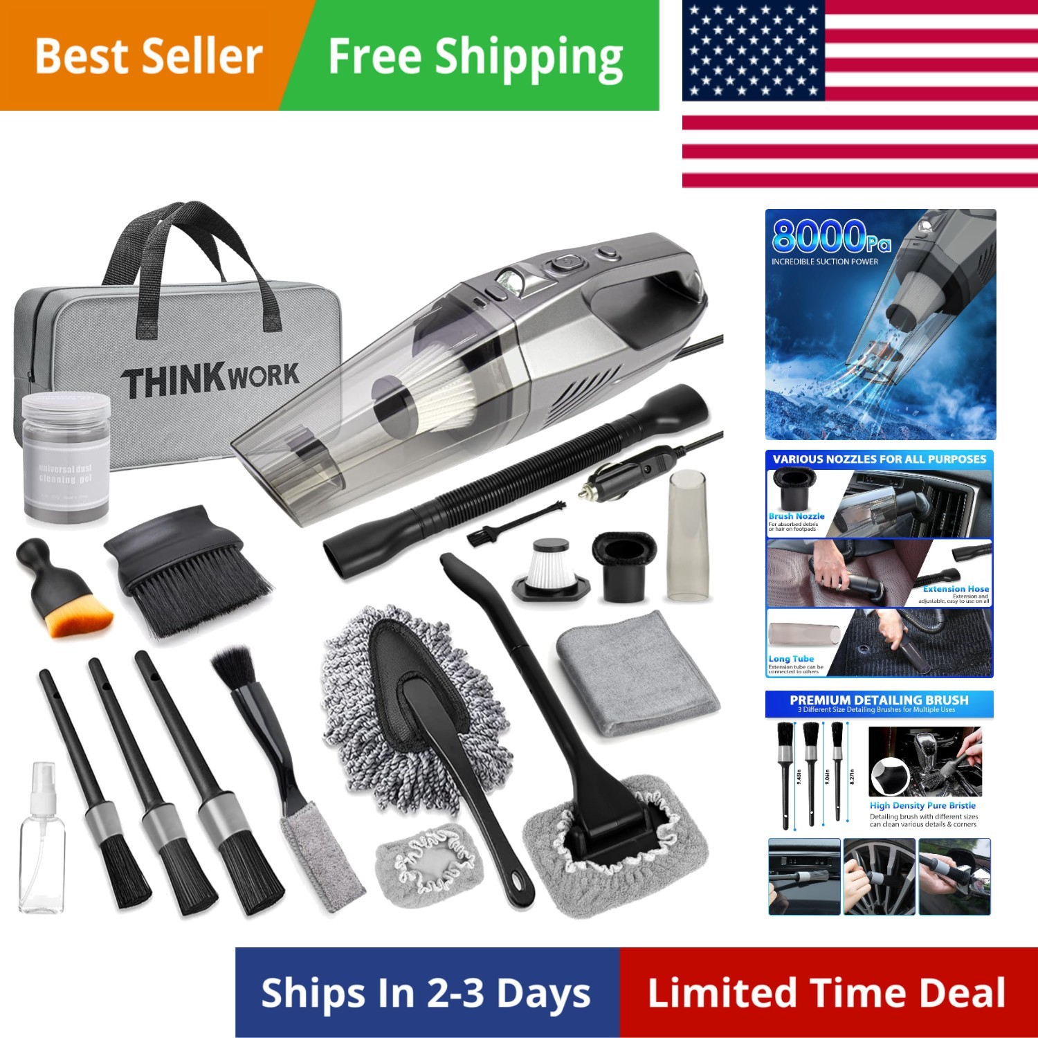 New ListingTHINKWORK Pink Car Detailing Kit 8000PA Cordless Vacuum Cleaner Br…