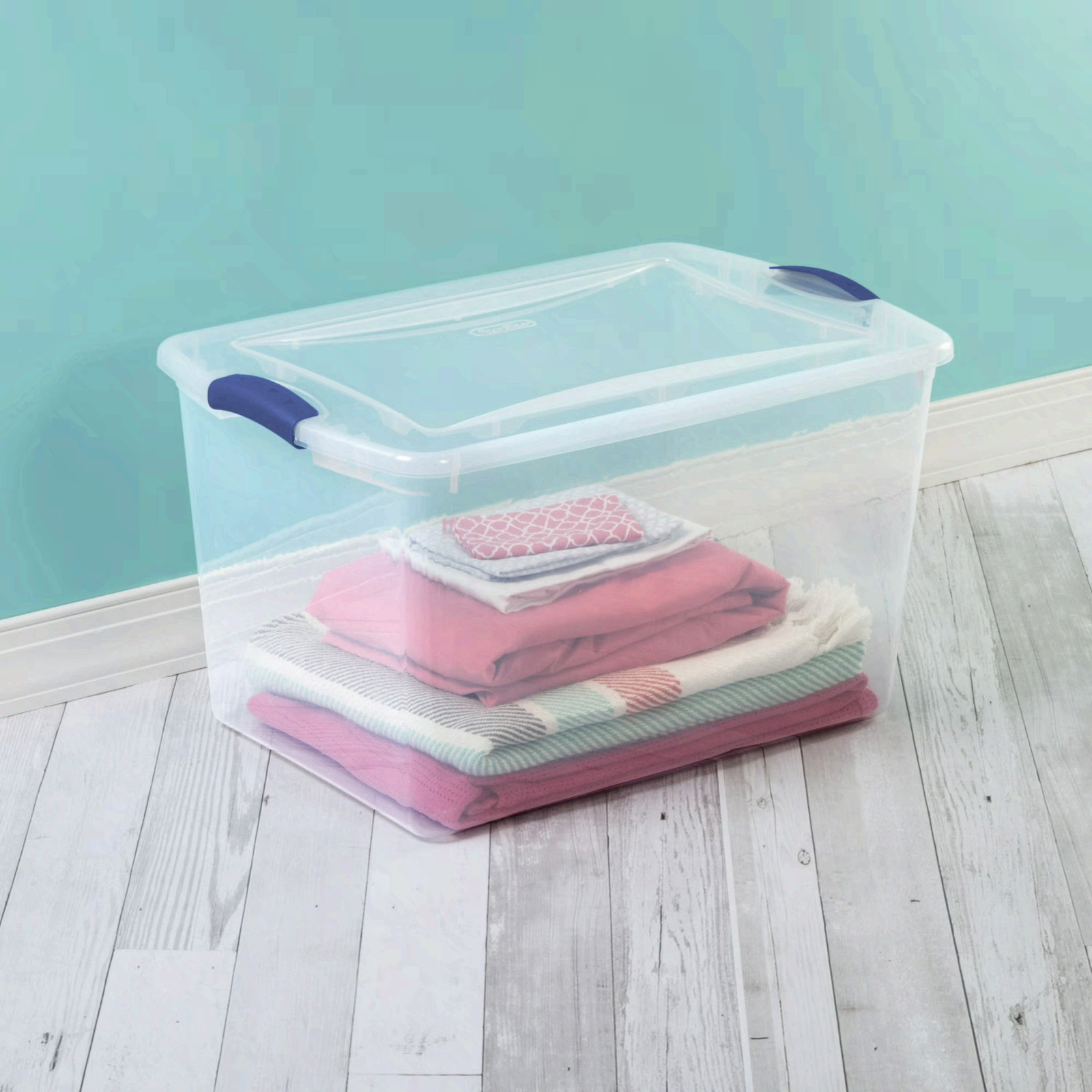 Sterilite Large Latching Storage Bin, 66 Quart Clear Plastic Storage Container