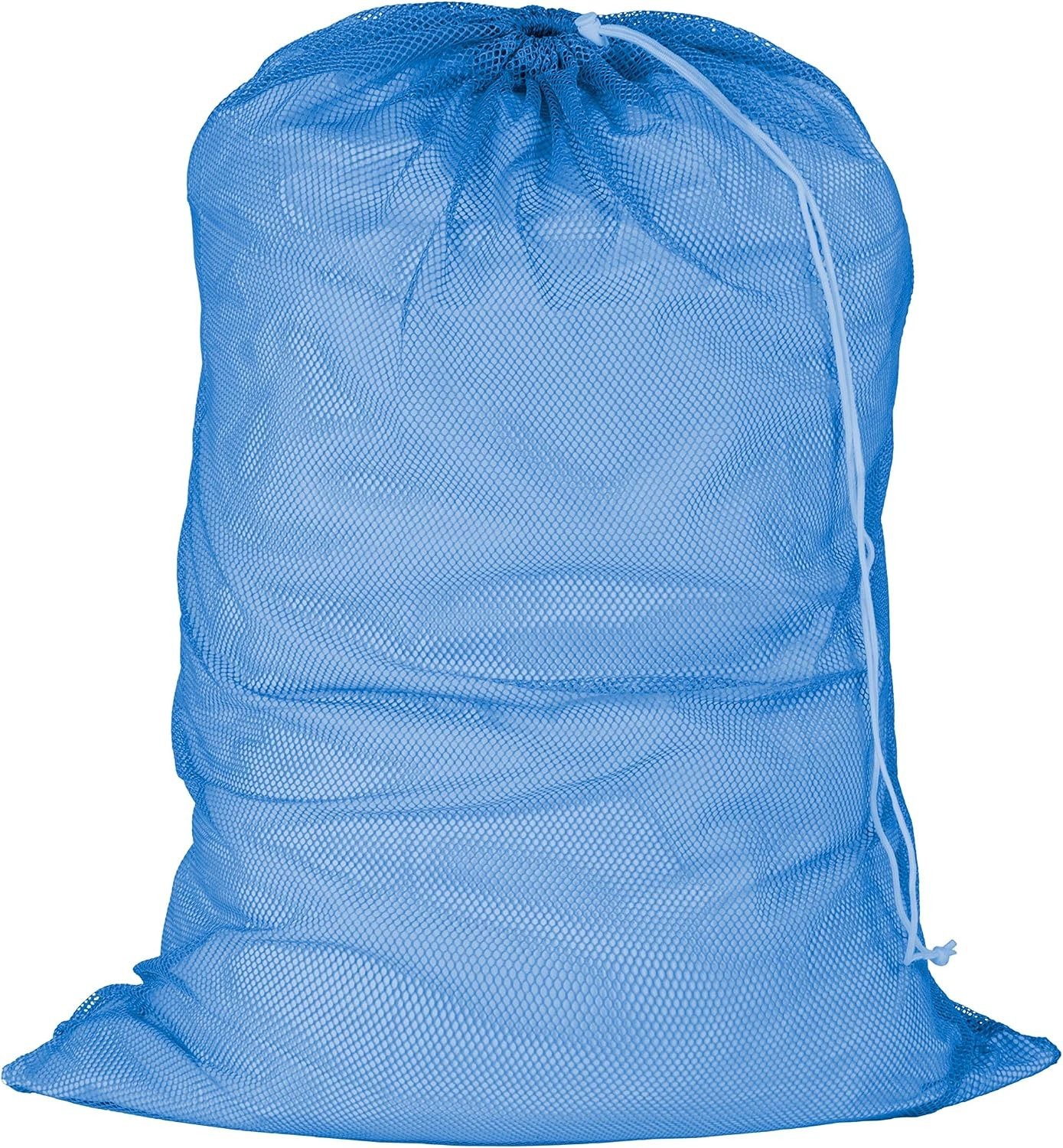 Lightweight Drawstring Mesh Laundry Bag in Blue – Perfect for Easy Transport