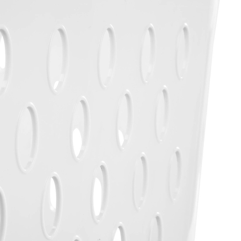 Extra Large 2.7 Bushel Plastic Laundry Basket with 2 Carry Handles, White, Adult