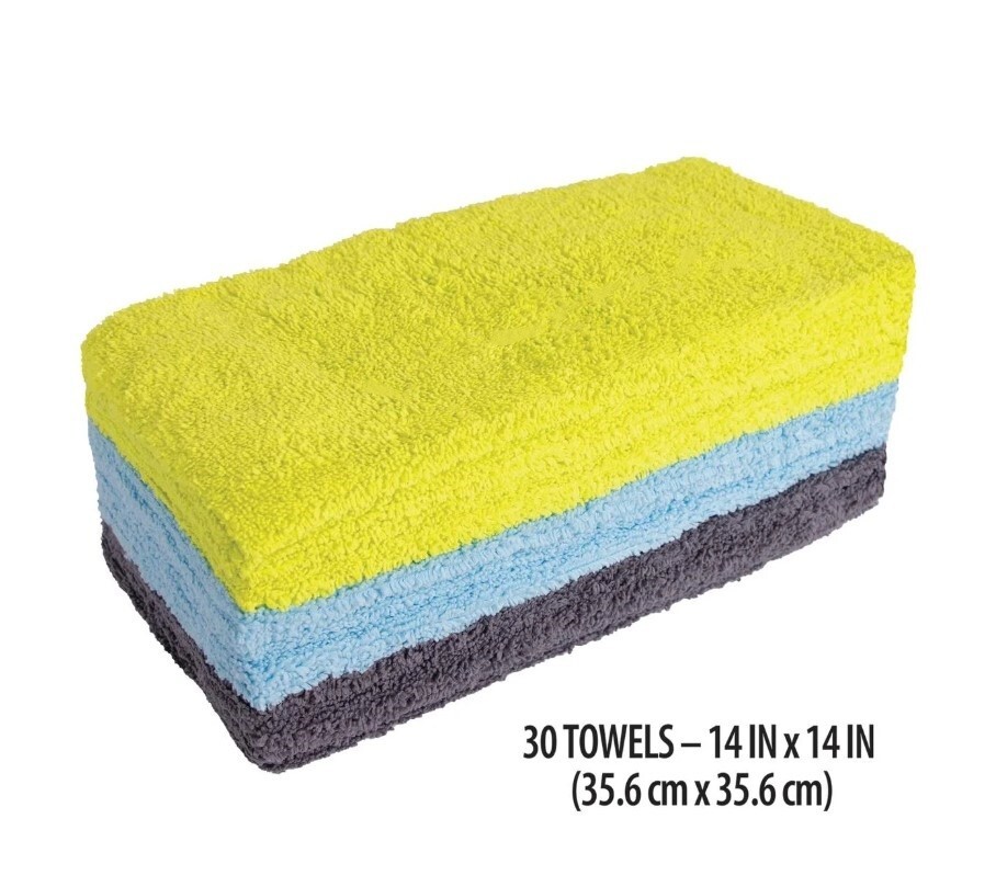 Auto Drive Multipurpose Microfiber Towels, 14″ x 14″, Multicolor, 30-Pack