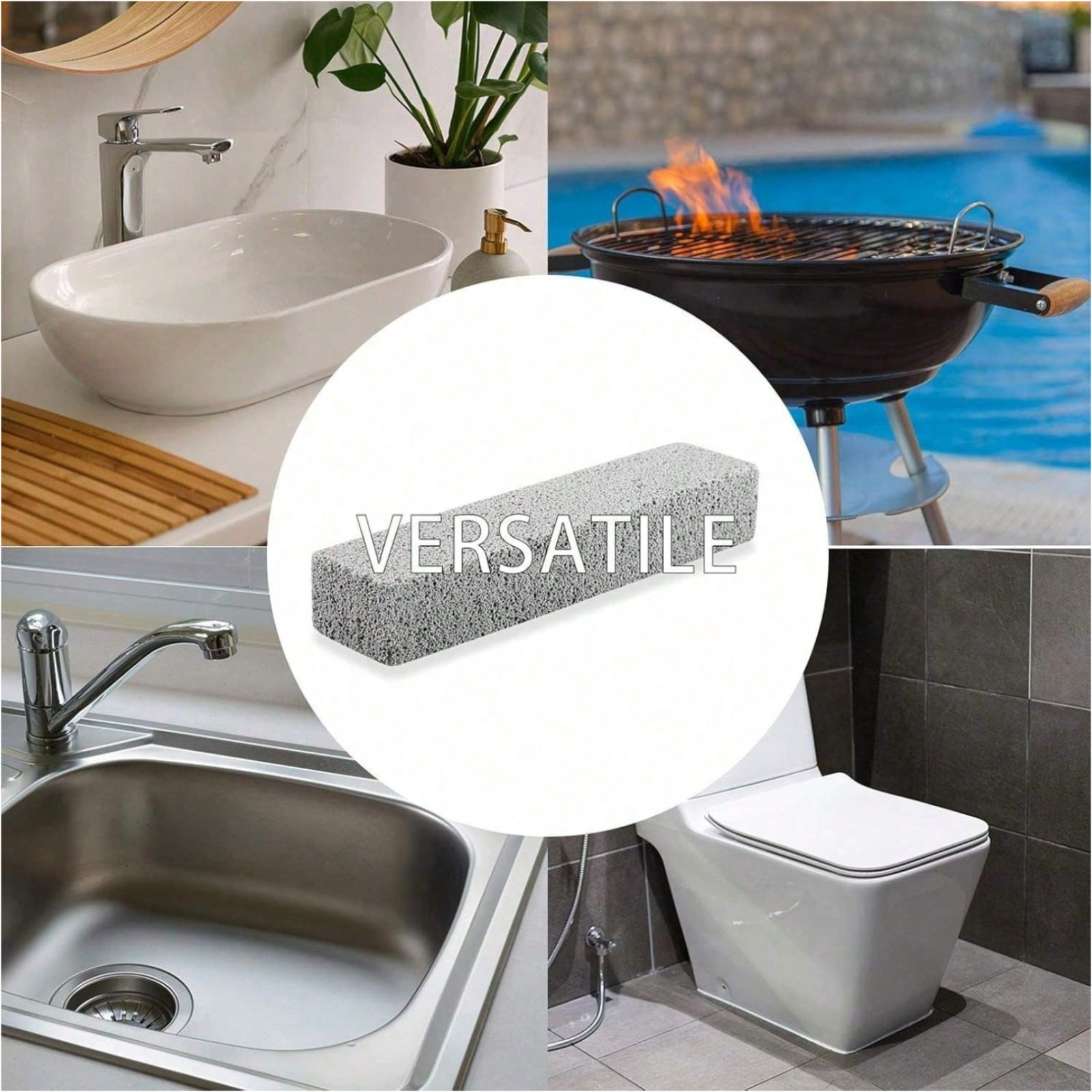 2 Pack Pumice Stone with Long Handle Toilet Bowl Ring Cleaner Limescale Remover