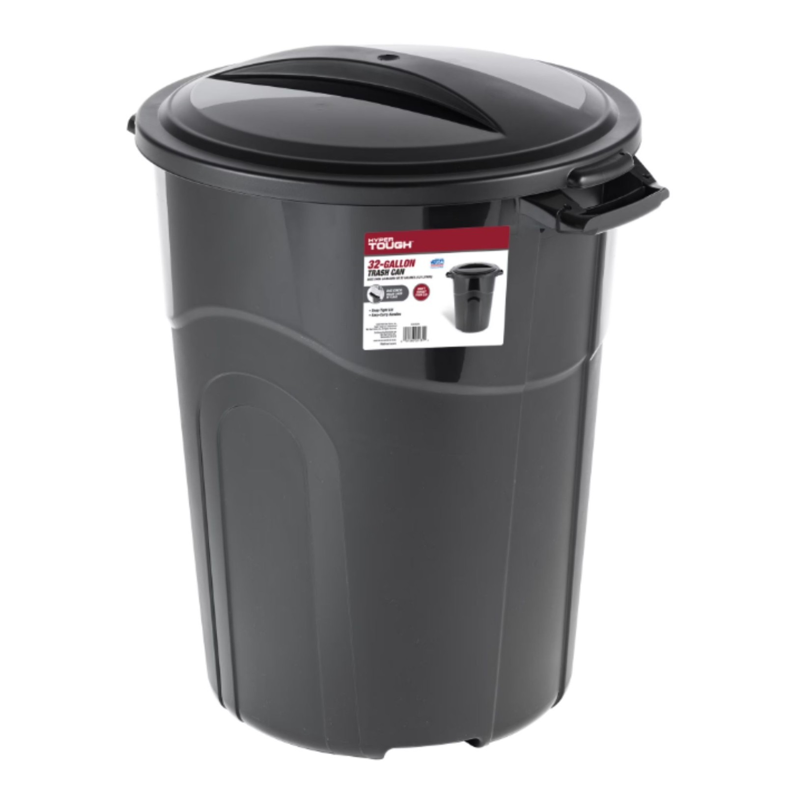 Hyper Tough 32 Gallon Heavy Duty Plastic Garbage Can Included Lid Indoor/Outdoor