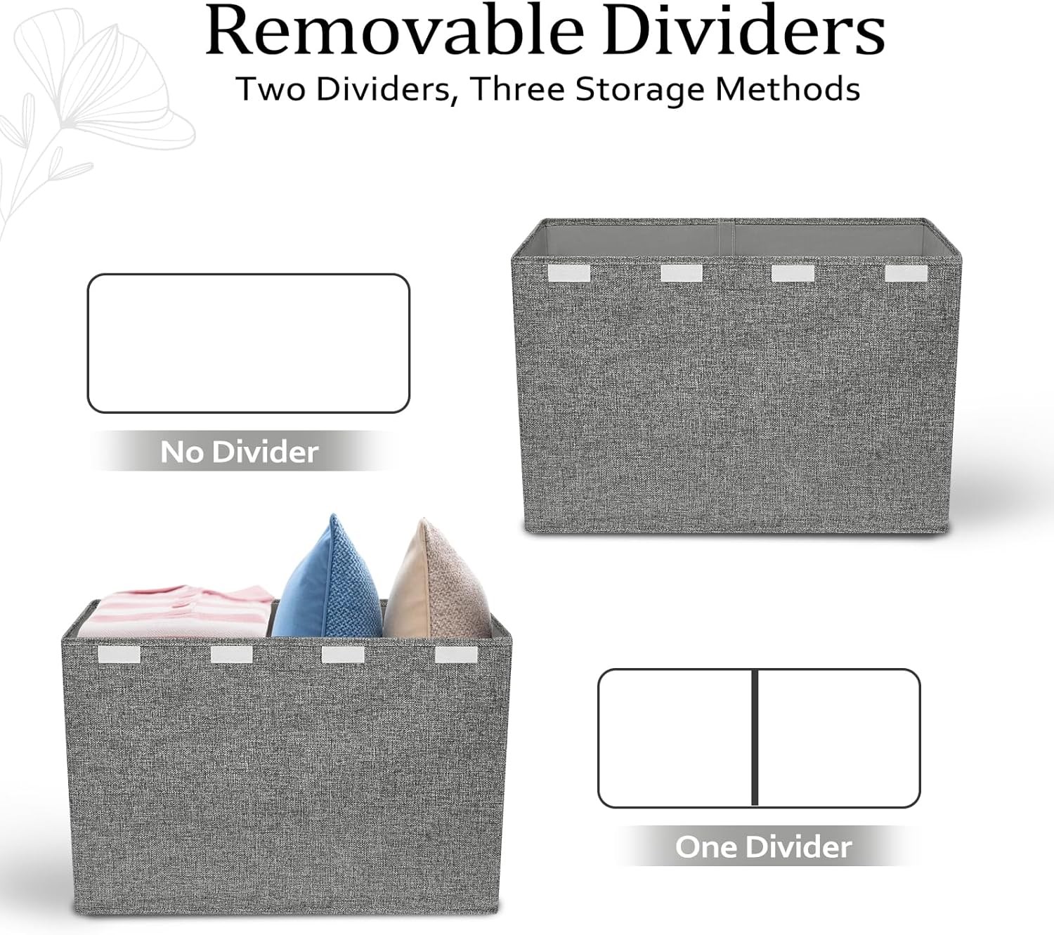 Large storage box with lid and handle, 25 inches × 13 inches × 16 inches, gray