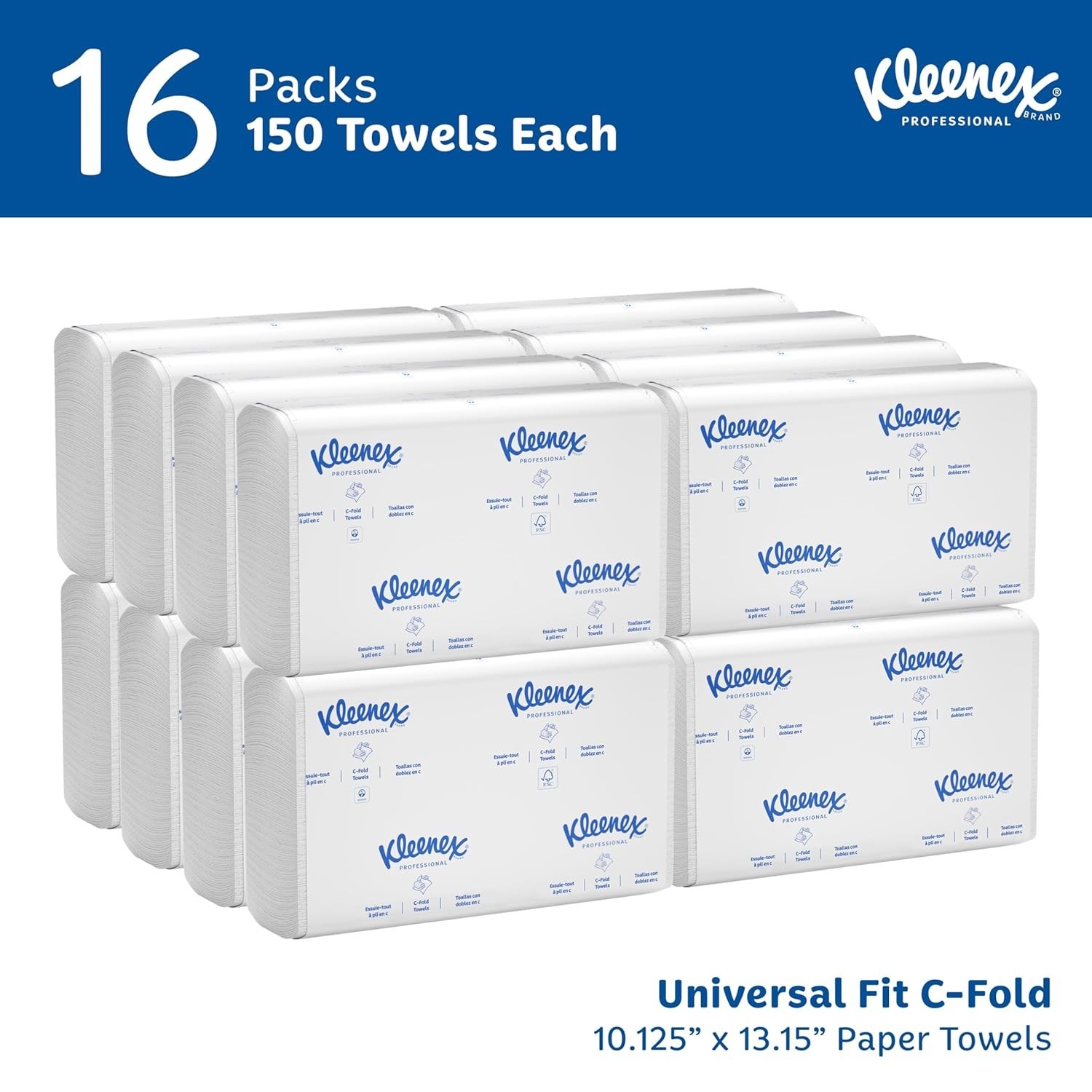 Professional Universal C-Fold Folded Paper Towels, Bulk , Absorbent, White 15…