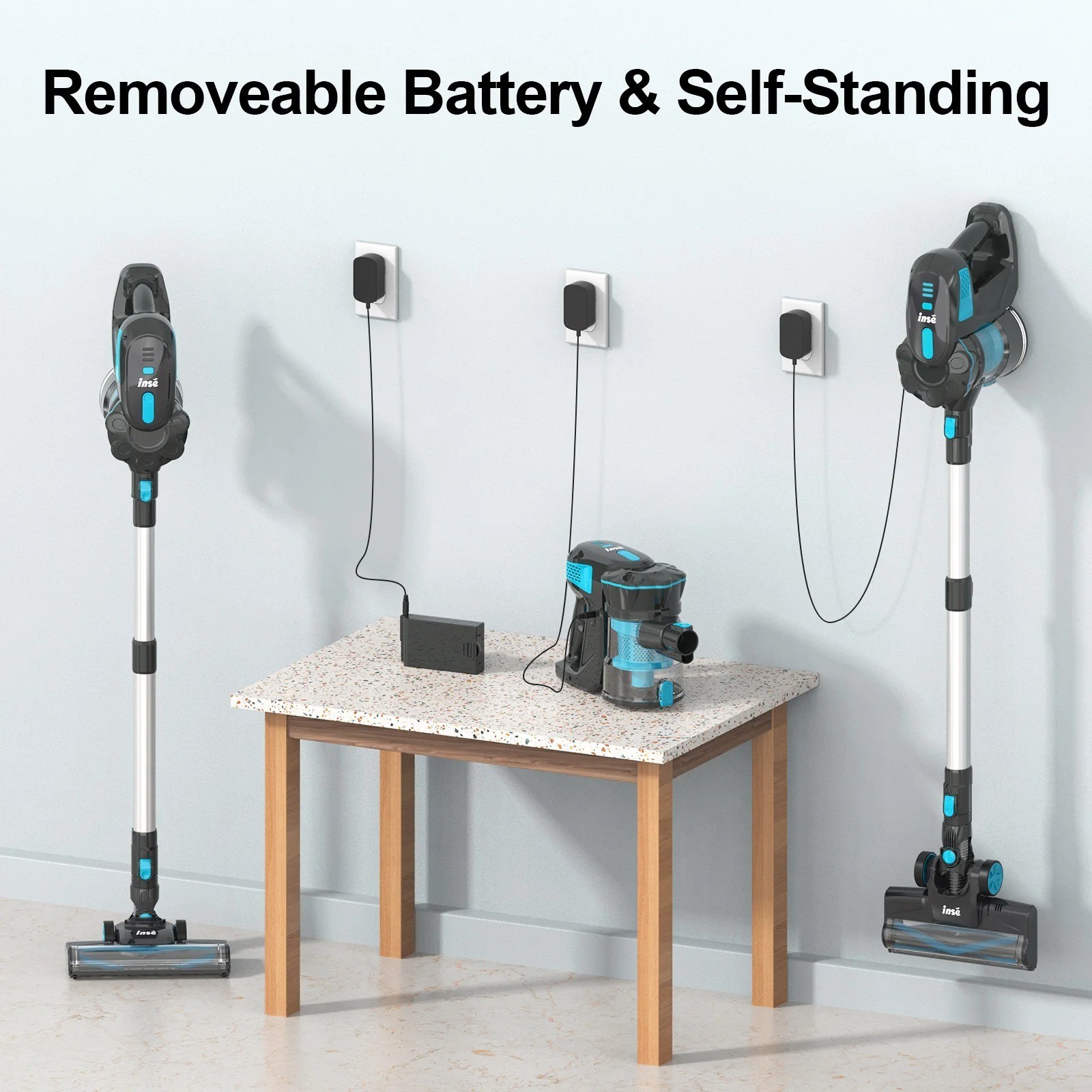 INSE Cordless Vacuum Cleaner 20KPa 6-in-1 Stick Vacuum 40min Runtime Blue