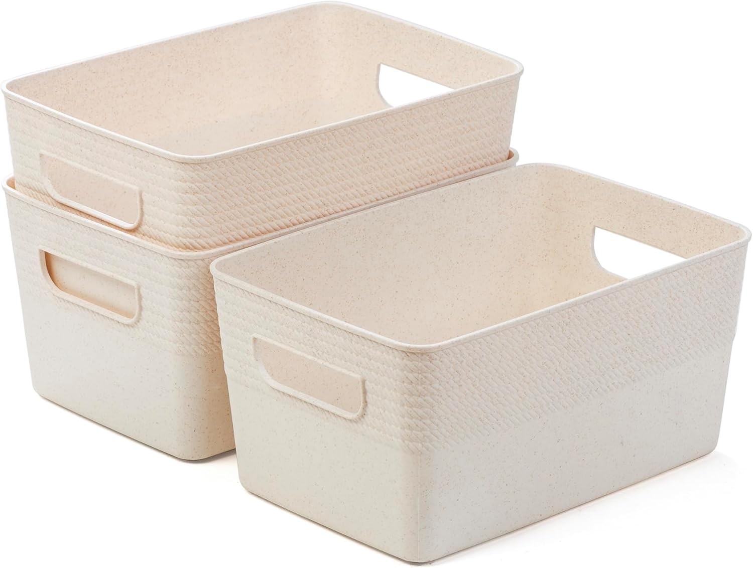 Plastic Storage Bins, 5 Liter – 3 Pack, Natural | Plastic Bins for Organization