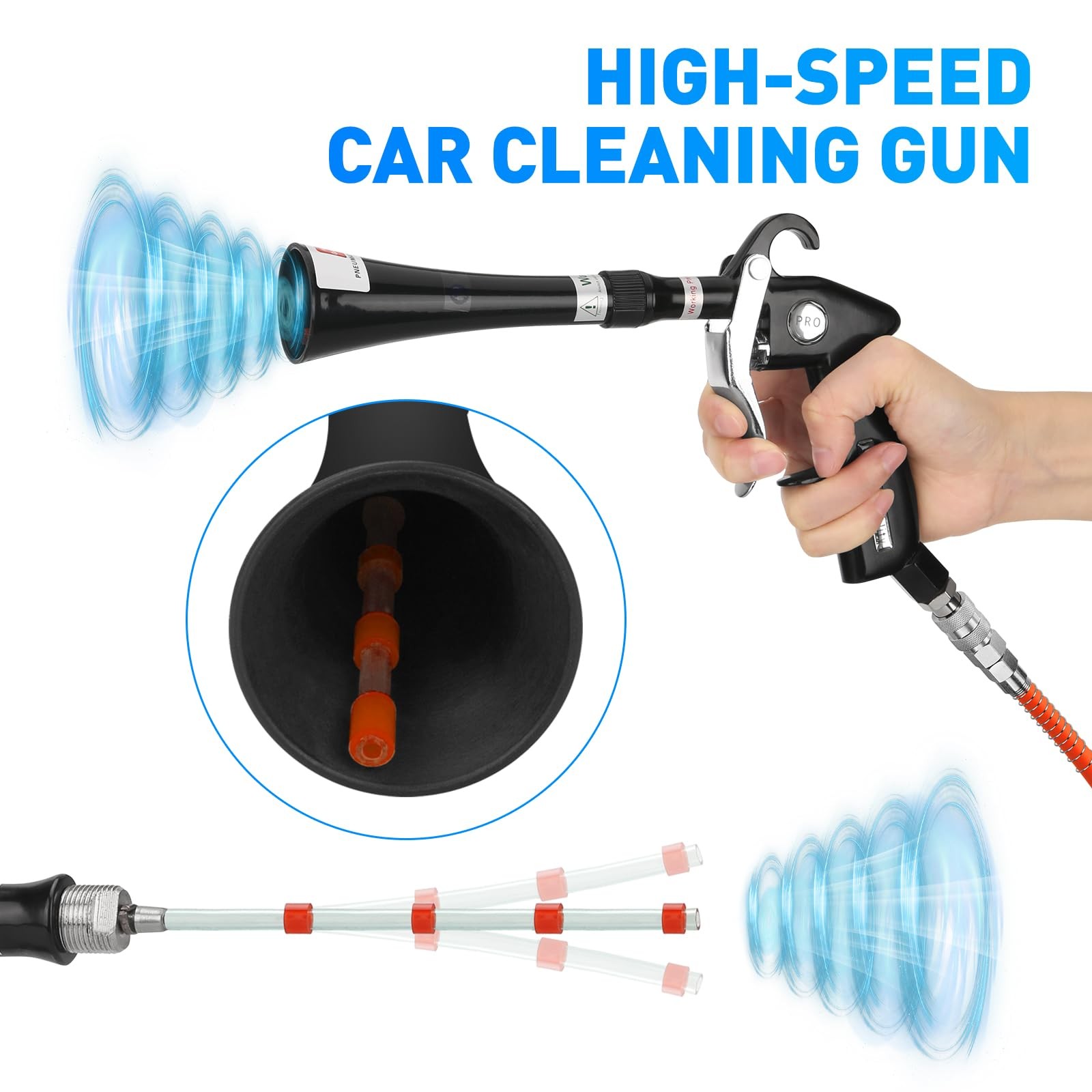 Aluminium Car Cleaning Gun with Tapered Nozzle, 6-9.2Bar with 2 Set Nozzle, P…