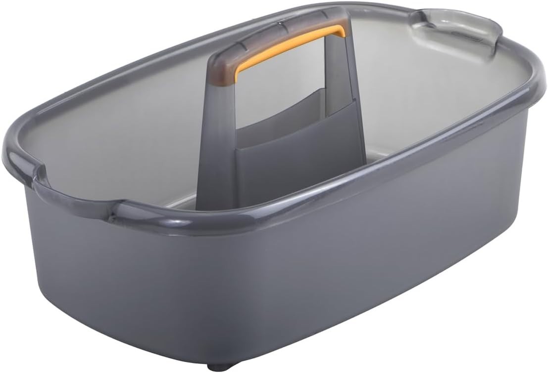 Compact 1.85 Gallon Plastic Cleaning Caddy – Versatile Storage Solution, Gray