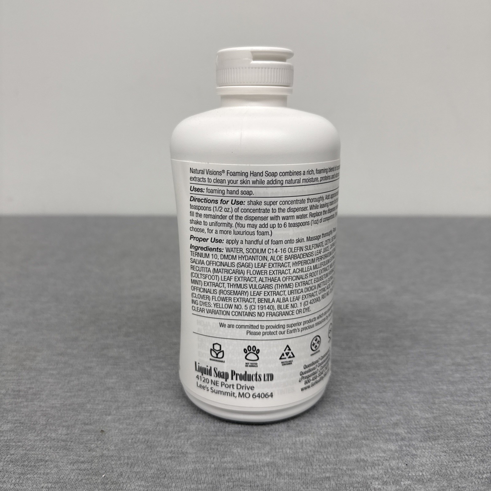 Natural Visions Foaming Hand Soap Super Concentrate 33.8 oz NEW