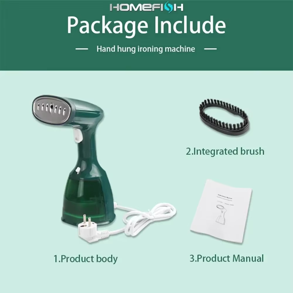 1500W Handheld Garment Steamer – 280ml Fast-Heat Portable Fabric Steamer for Hom