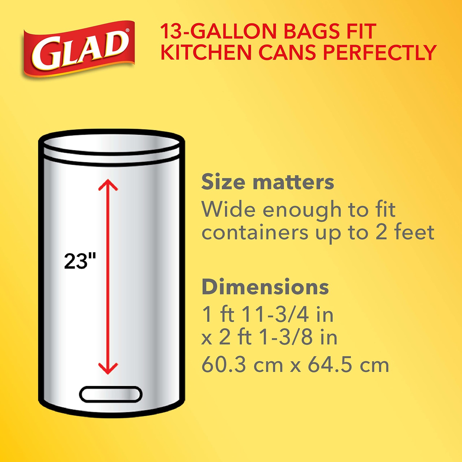 Glad Quick Tie 13 Gallon Tall Kitchen Trash Bags 68 Count Strong & Sturdy