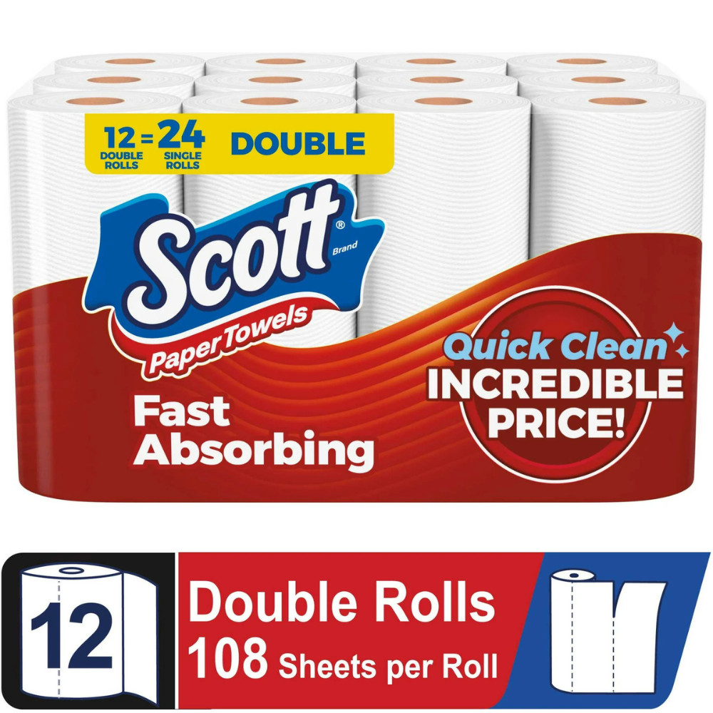 Scott Paper Towels Choose-A-Sheet 36 Double Rolls (3 Pack of 12) White Bulk New