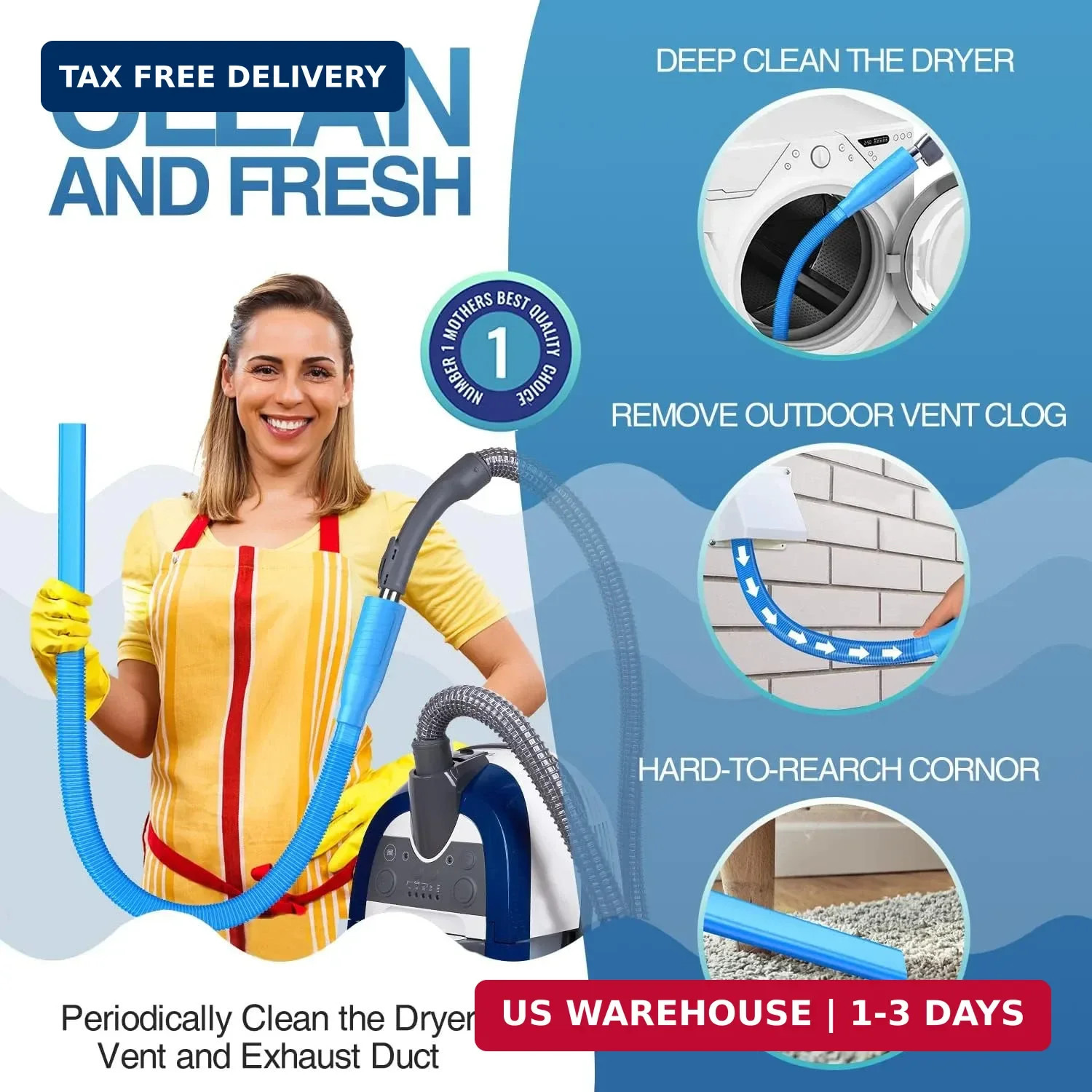 PetOde Dryer Vent Cleaner Kit Vacuum Attachment – Multiple Combinations V1 Lint