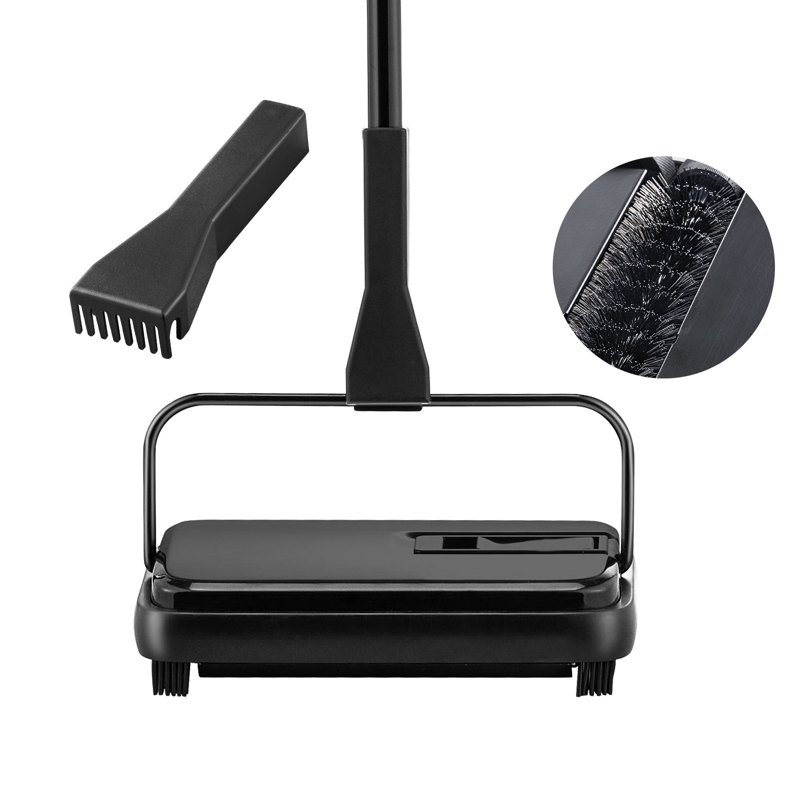 Carpet Sweeper Manual Floor Cleaner Non Electric Pet Hair Dust 7.87in 300ml