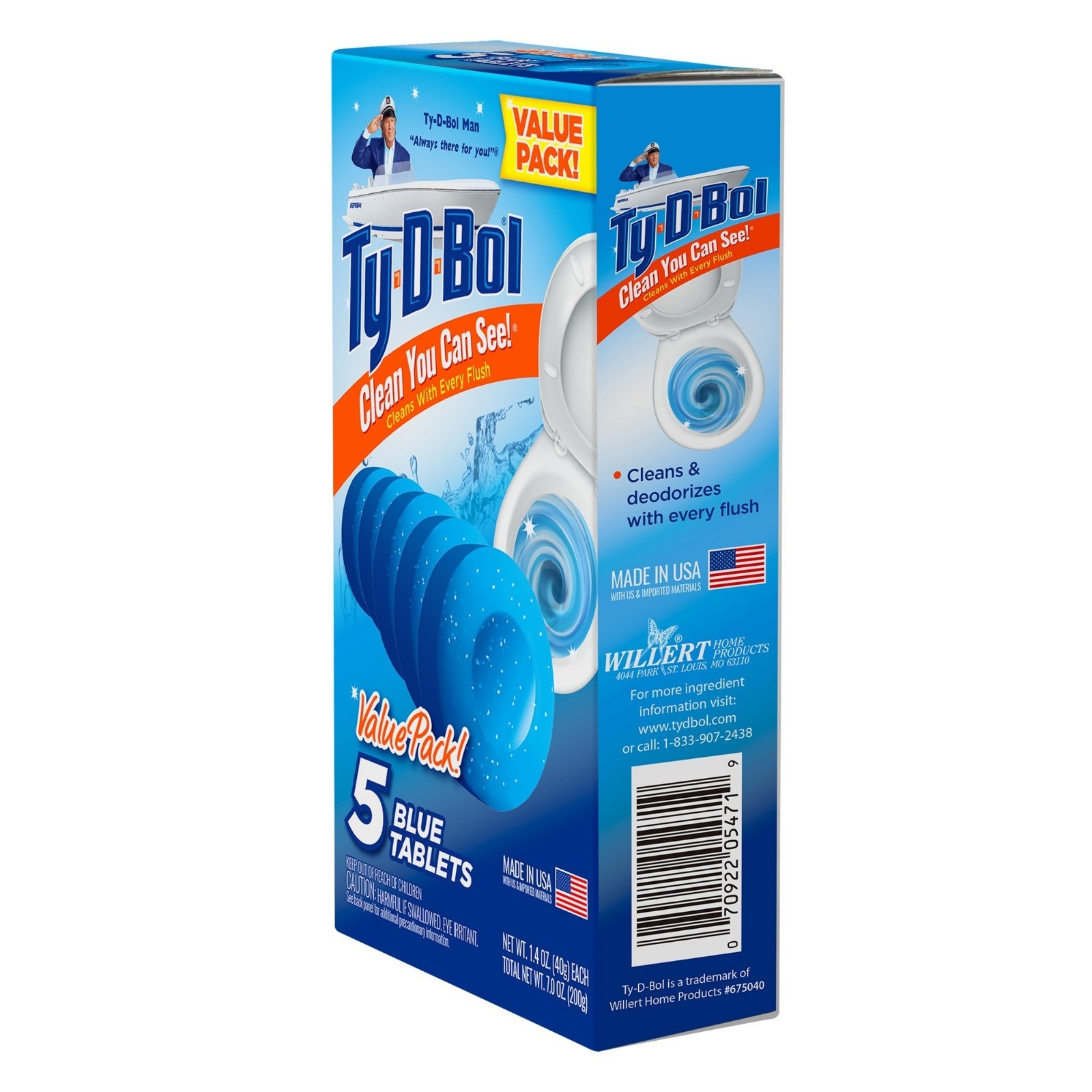 Ty-D-Bol Blue Tablets Value 5 Pack Automatic Toilet Bowl Cleaner Deodorizer Tabs