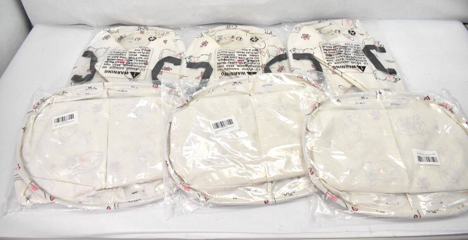 Lot of 6 Inghua Laundry Hampers Large Canvas Fabric Lightweight Storage Love Cat
