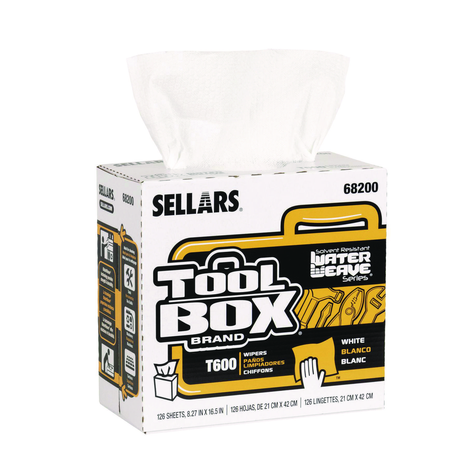 TOOLBOX WaterWeave T600 Wipers, 1-Ply, 8.27 x, 16.5, White, 126 Sheets/Box, 10 B