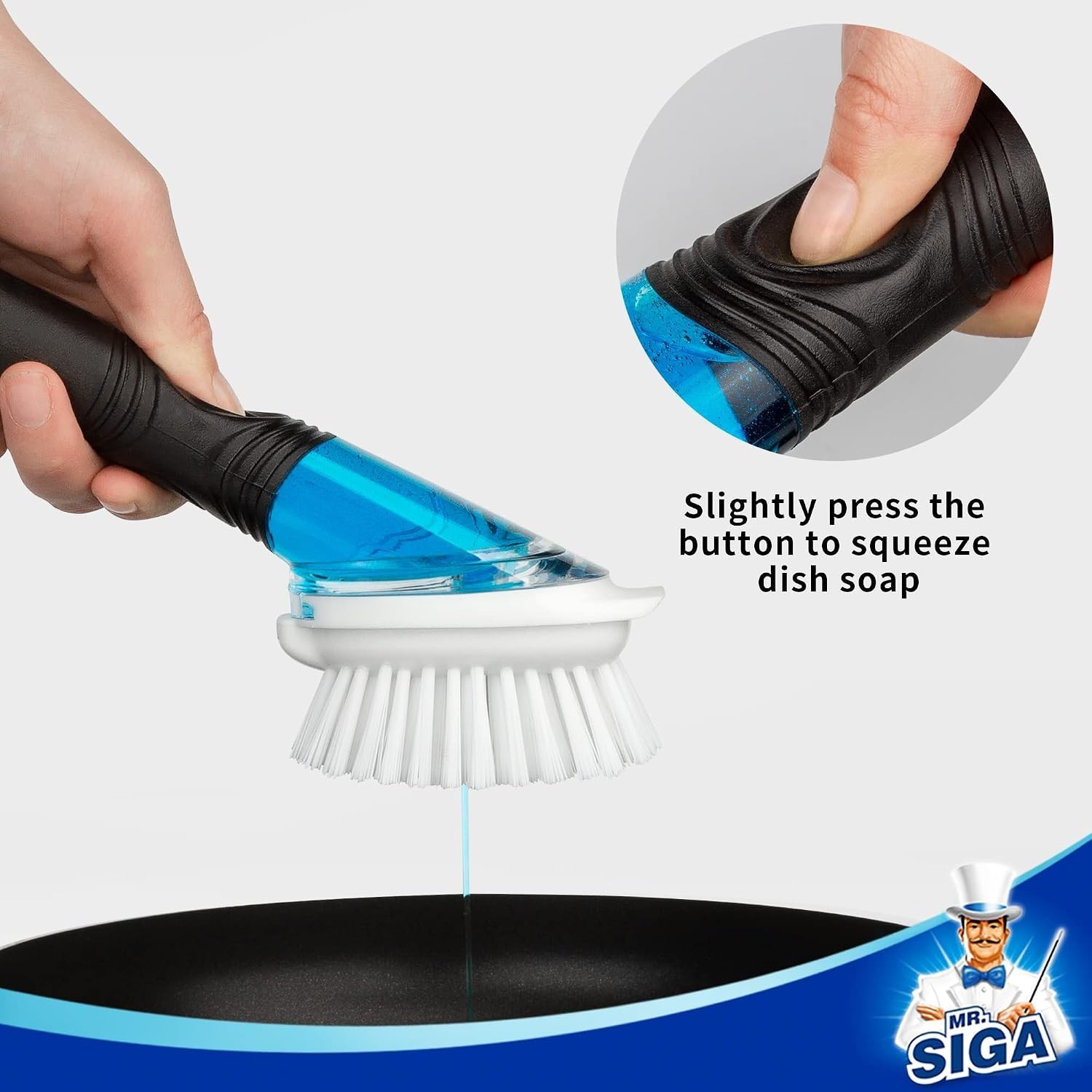 Soap Dispensing Dish Brush Storage Set, Kitchen Brush with Holder for Pot Pan…