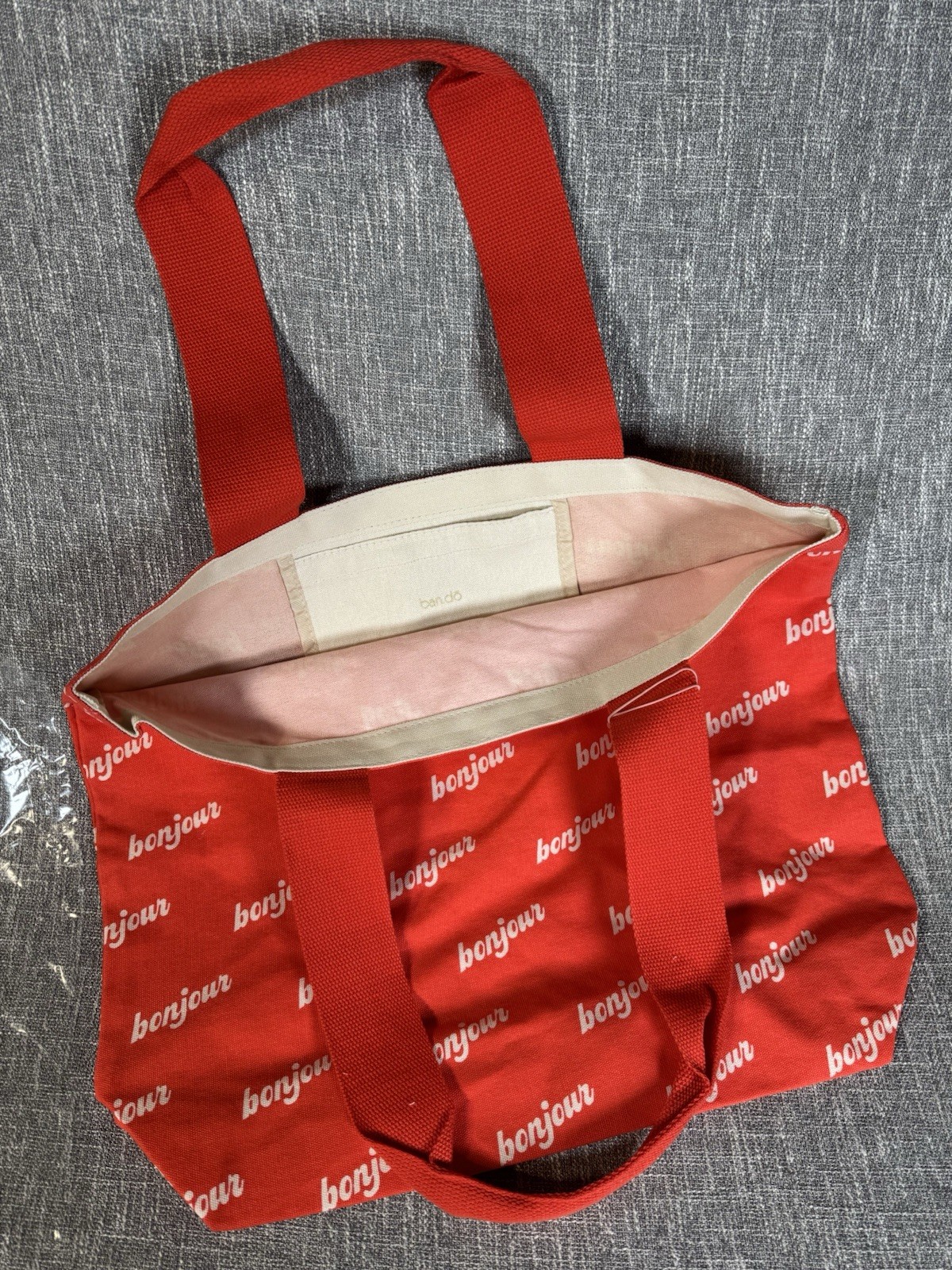 Ban.do Bonjour Tote Bag – Brand New with Tags – Pink & Red – Cute Fun Gift
