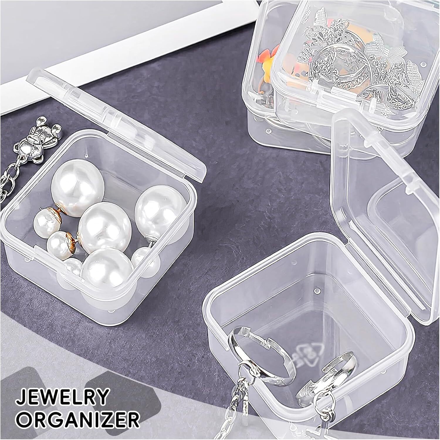 12x Small Plastic Storage Boxes Container Square Box Coins Screws Jewelry Crafts