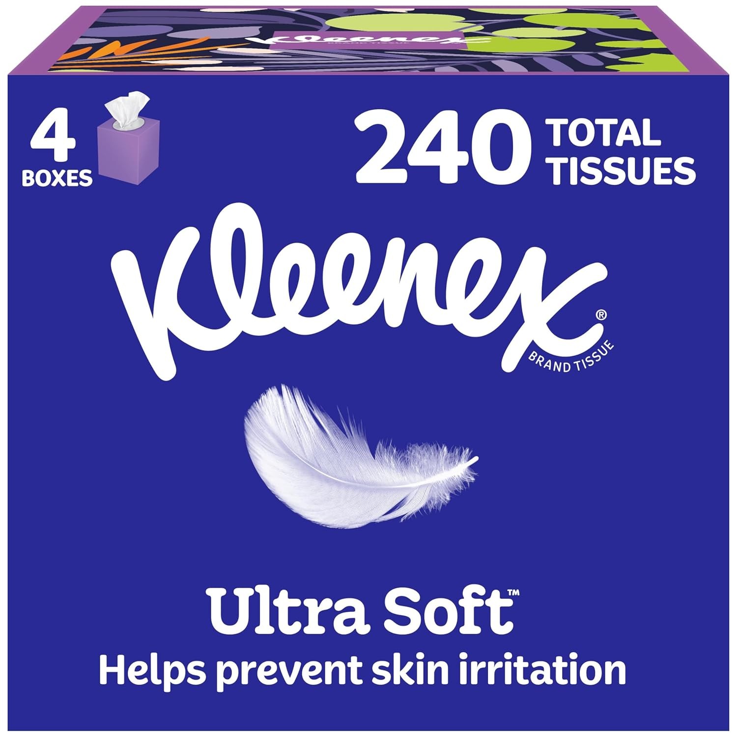 Kleenex Ultra Soft Facial Tissues 4 Cube Boxes 60 Count 3-Ply