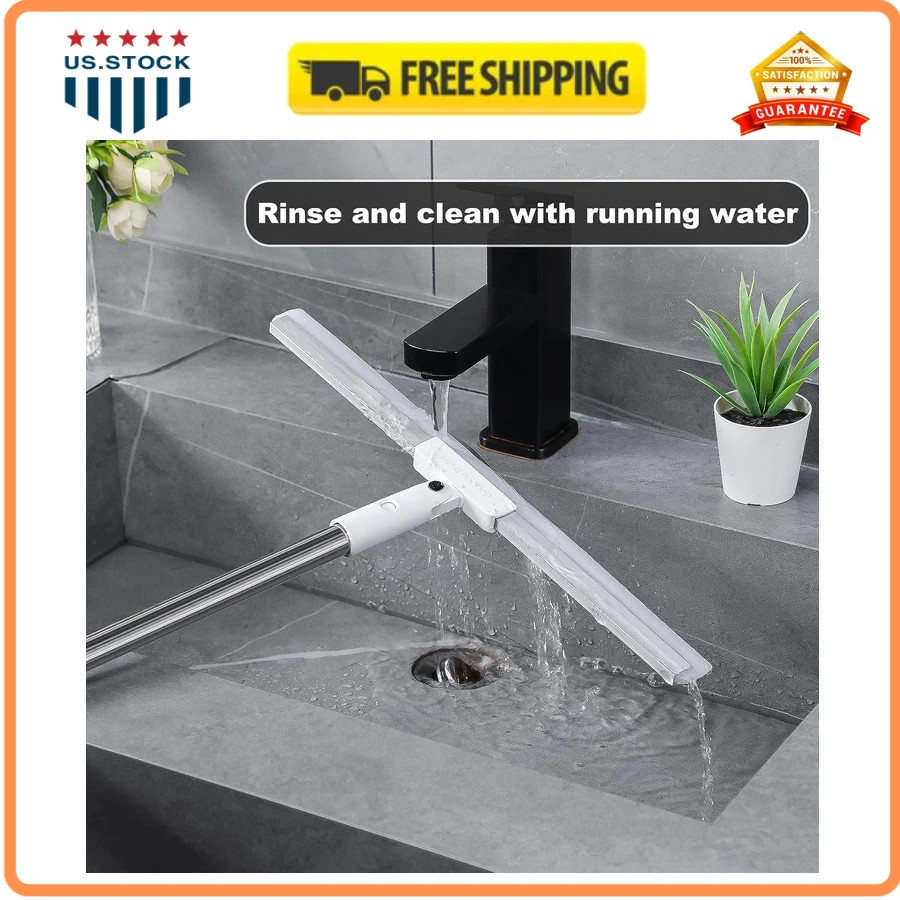 62′ Rubber Squeegee Broom Floor Cleaner Pet Hair Remover Long Handle Magic Broom