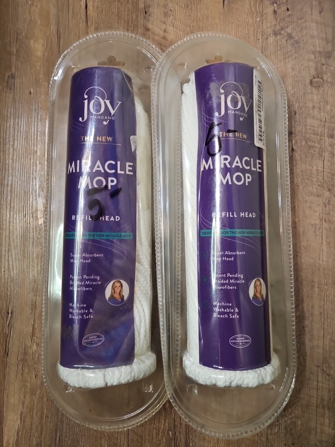 2x Joy Mangano Miracle Mop® Super-Absorbent Refill Head Braided Microfibers NEW!