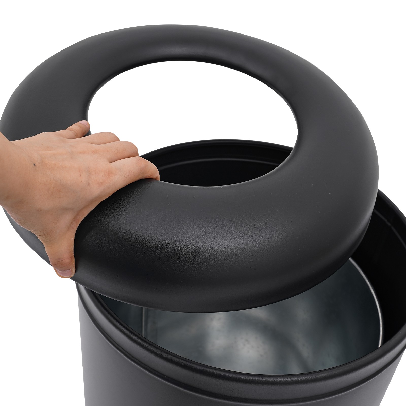 Cylindrical,Open-Top Rubbish Bin,Industrial Waste Container,Commercial Trash Can