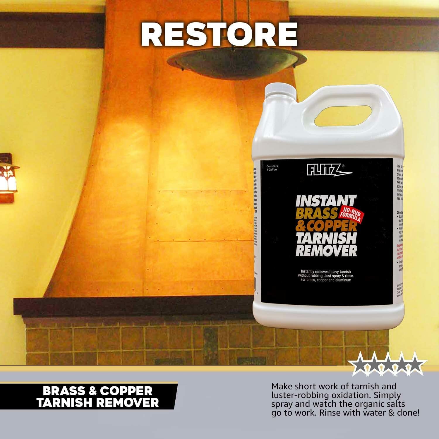 FLITZ Brass & Copper Tarnish Remover 1 Gallon/3785ml BC01810 (SEE VIDEO)