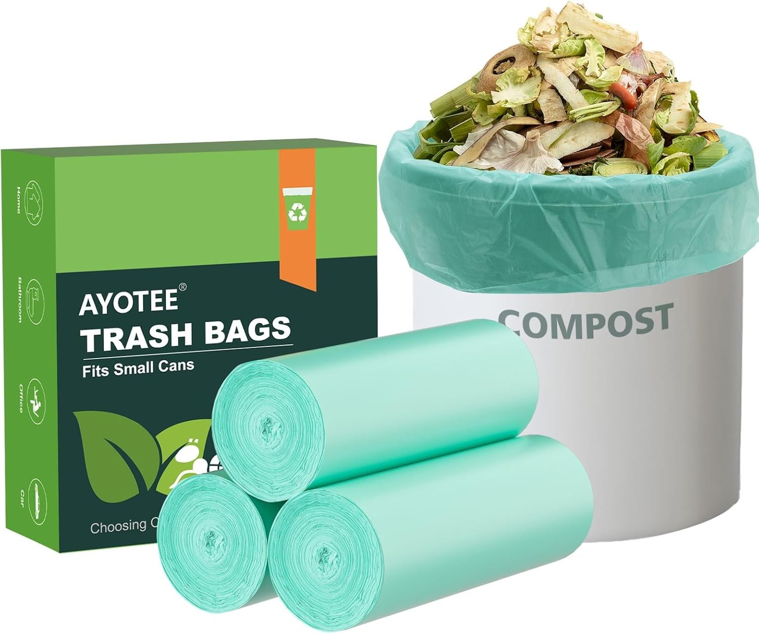 75 Counts AYOTEE Mini Garbage Bags, 1.2 Gallon Small Compostable Trash Bags, Sma