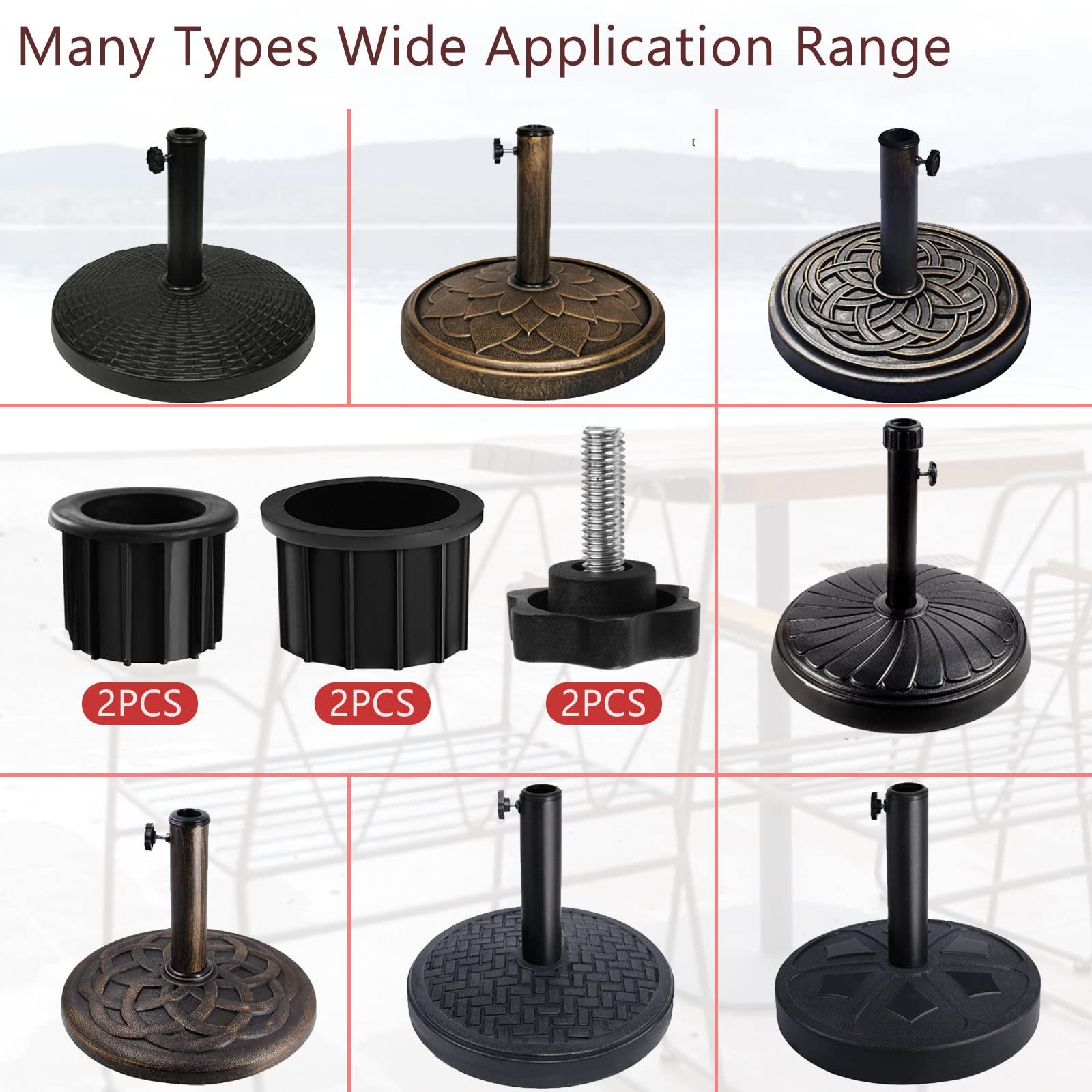 6 Pcs Umbrella 2.5 inches (W) x 3.5 (L) x 0.25 (H), Black 6