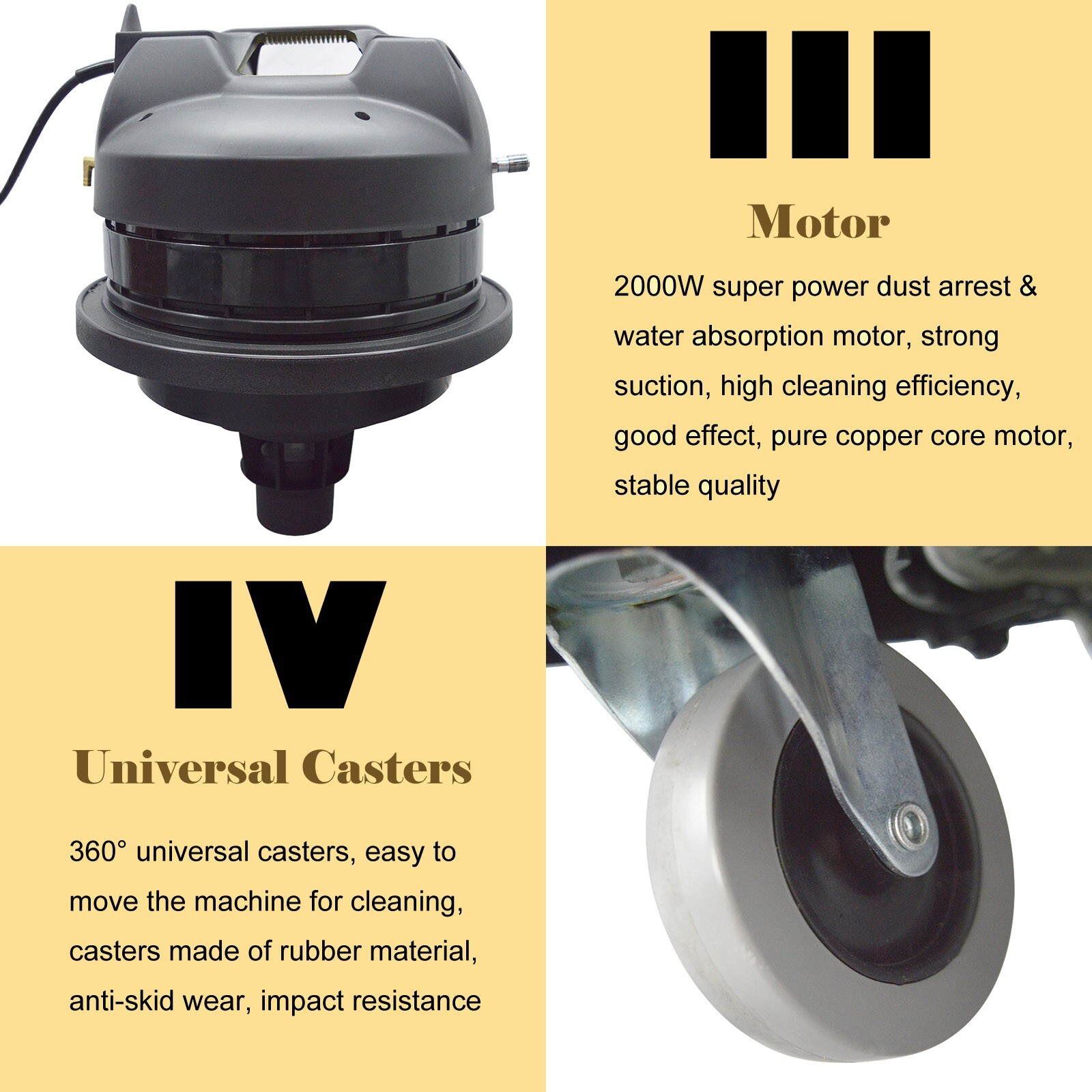 110V 2.7HP 3 in 1 80L Carpet Extractor Machine Wet/Dry Vacuum Cleaner