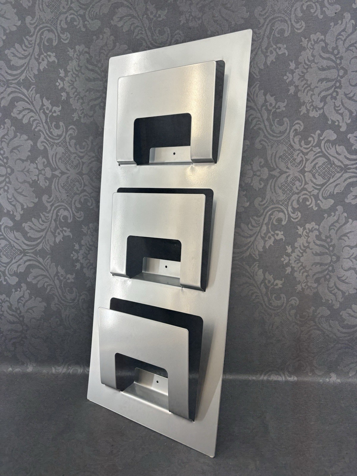 IKEA SKRISSEL SPONTAN Grey Metal Wall Mounted Magazine Newspaper Rack Holder