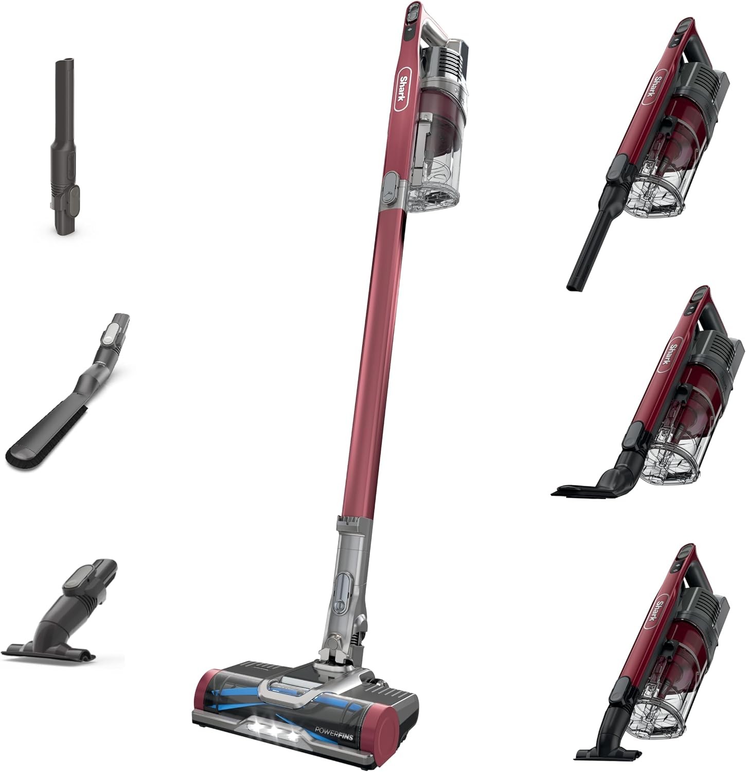 Cordless Stick Vacuum 40min Runtime Removable Handheld Red Lightweight