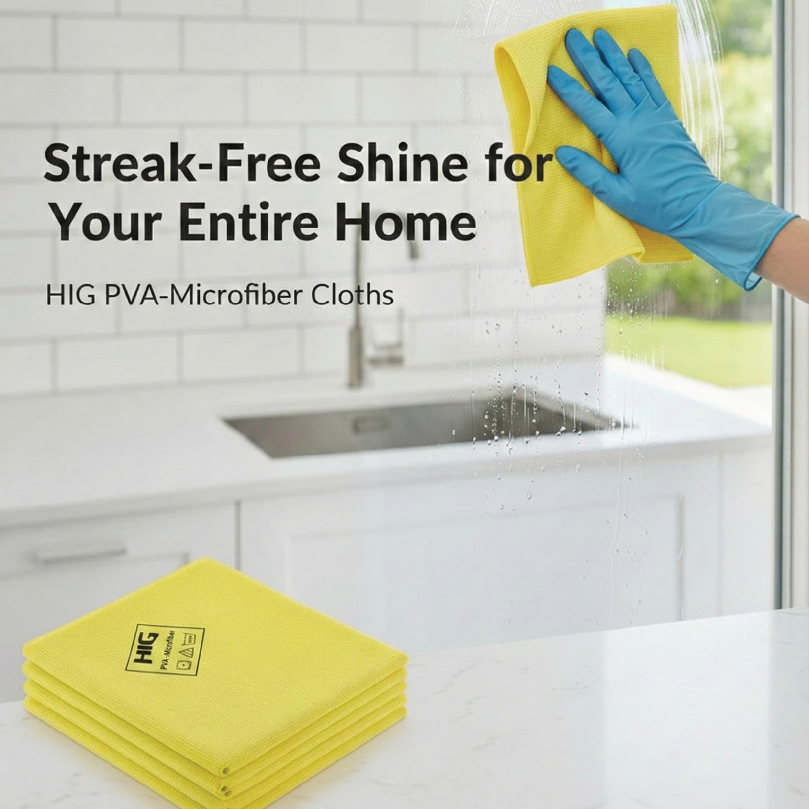 PVA Microfiber Cleaning Towels, Streak Free Shine, Ultra Absorbent, 5 Pack