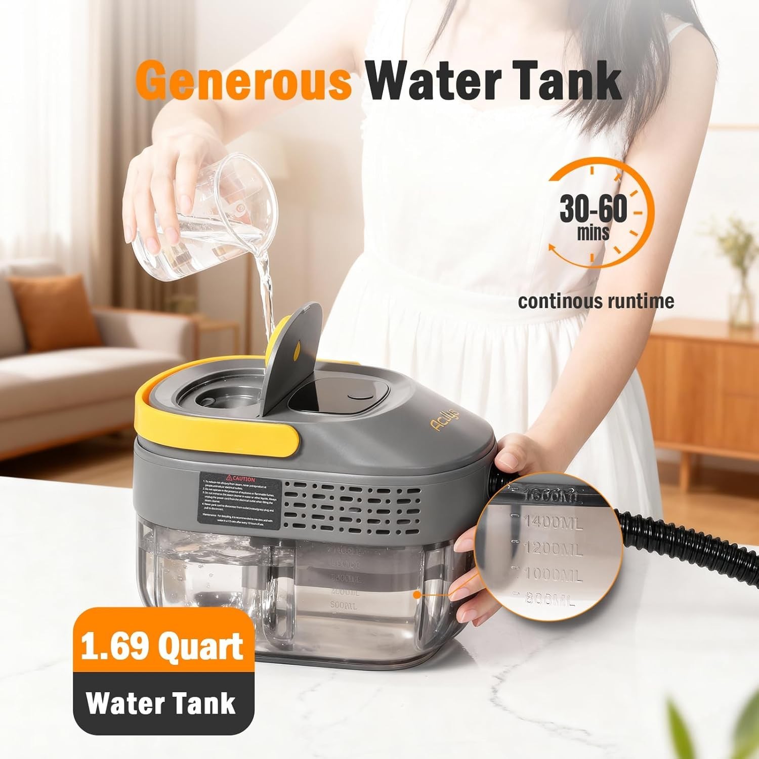 Professional-Grade Handheld Steam Cleaner – 30-60 Minutes of Steam Cleaning