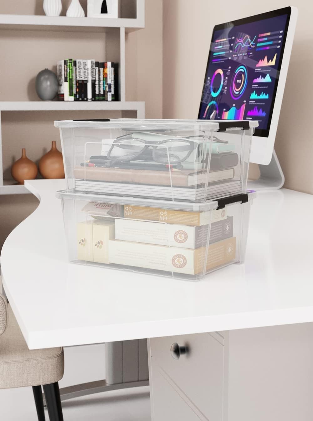 Shatterproof Clear Organizer Bins – 6-Pack Latch Boxes for Clutter-Free Spaces