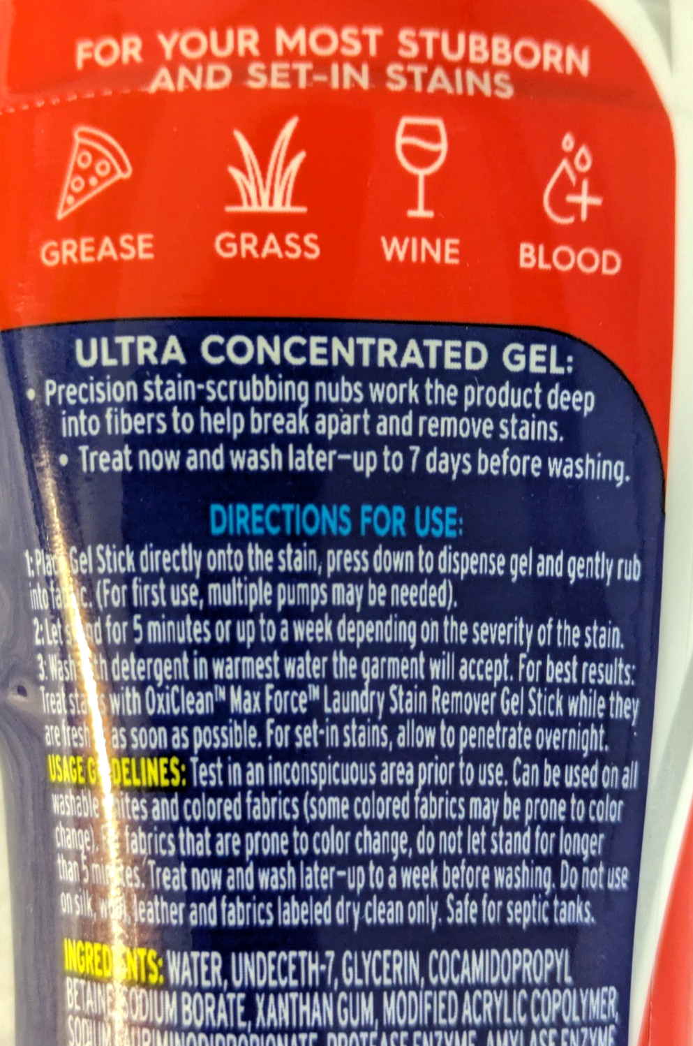 OxiClean Max Force Gel Stain Remover Stick 6.2 oz