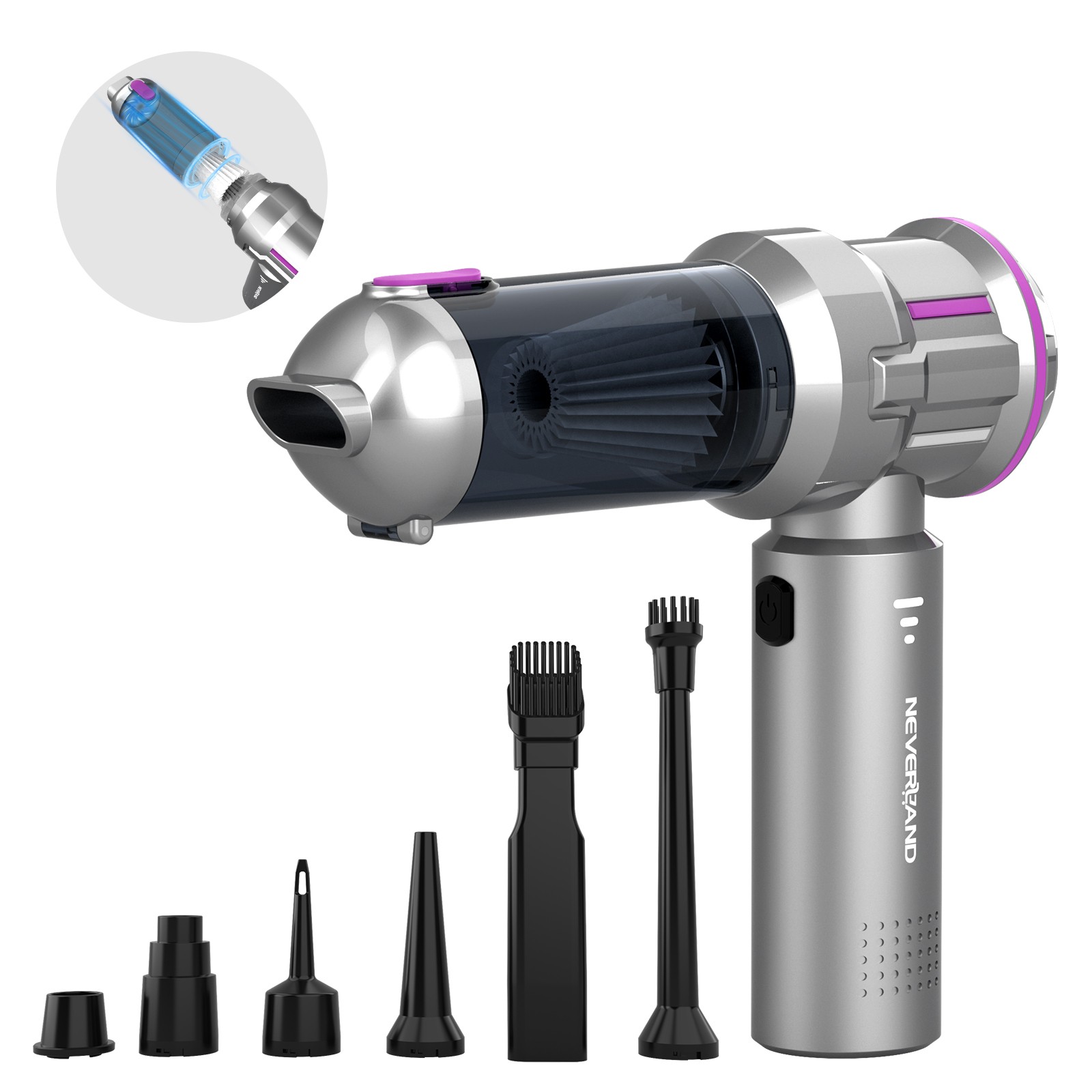 4 In 1 Car Vacuum Cleaner 80000RPM Strong Suction for Car Home Office Cleaning