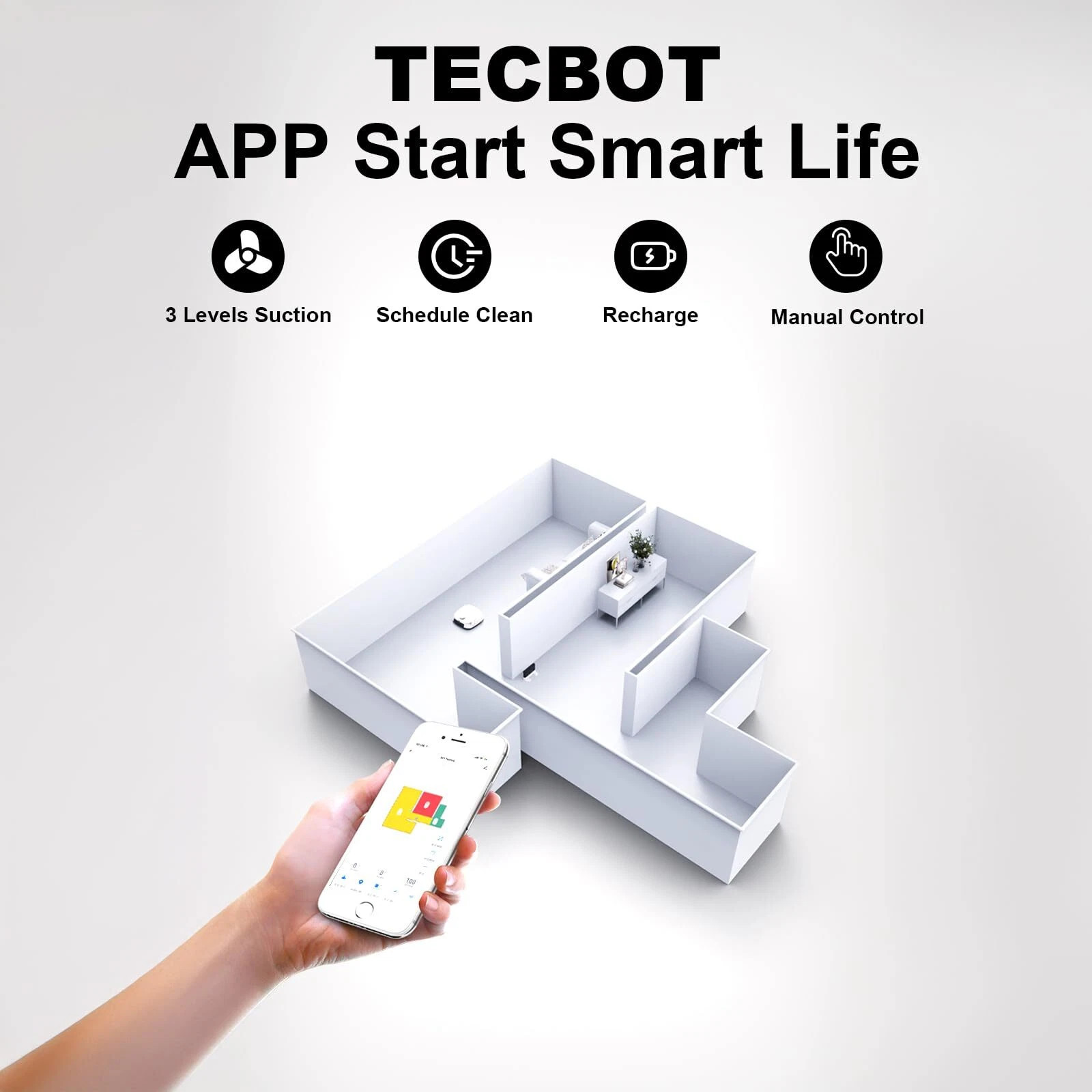 Tecbot S1 Intelligent Sweeping Robot Vacuum Cleaner with Wi-Fi & App Controls