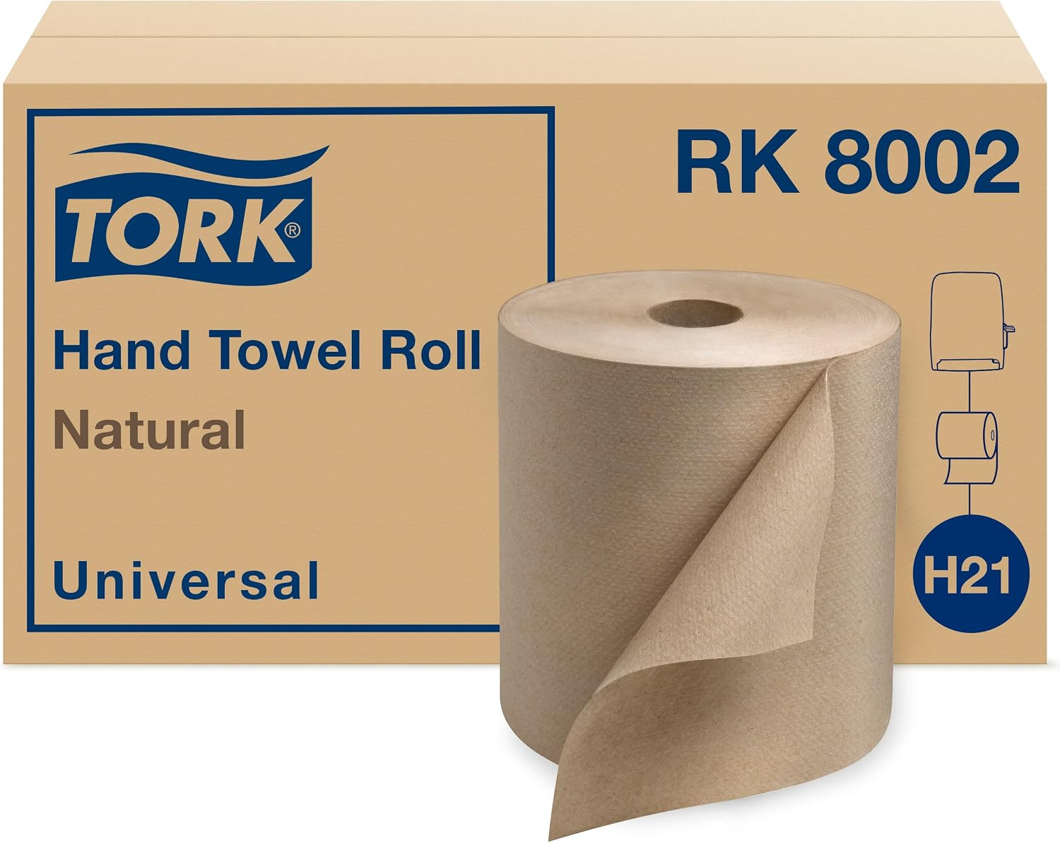 Tork Natural Paper Hand Towel Roll H21, 6 Rolls X 800 Ft, RK8002