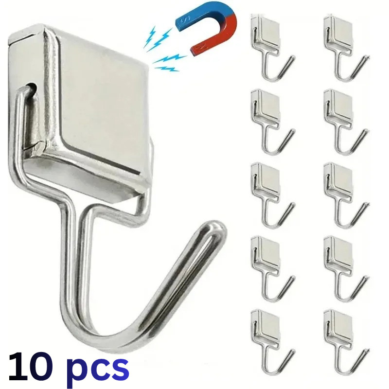 10 pcs Magnetic Hooks Heavy Duty 10lbs Neodymium Magnet Hooks for Kitchen Office