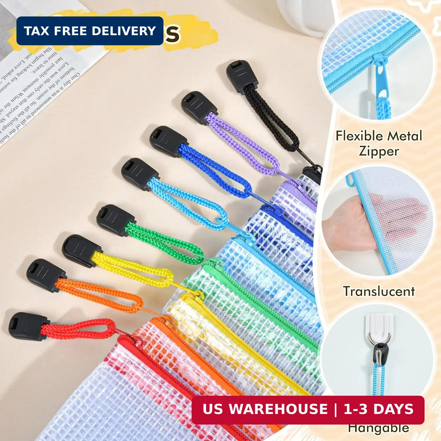 26pcs Mesh Zipper Pouch Bags, 8 Sizes Plastic Zippered Storage Bags for Organizi