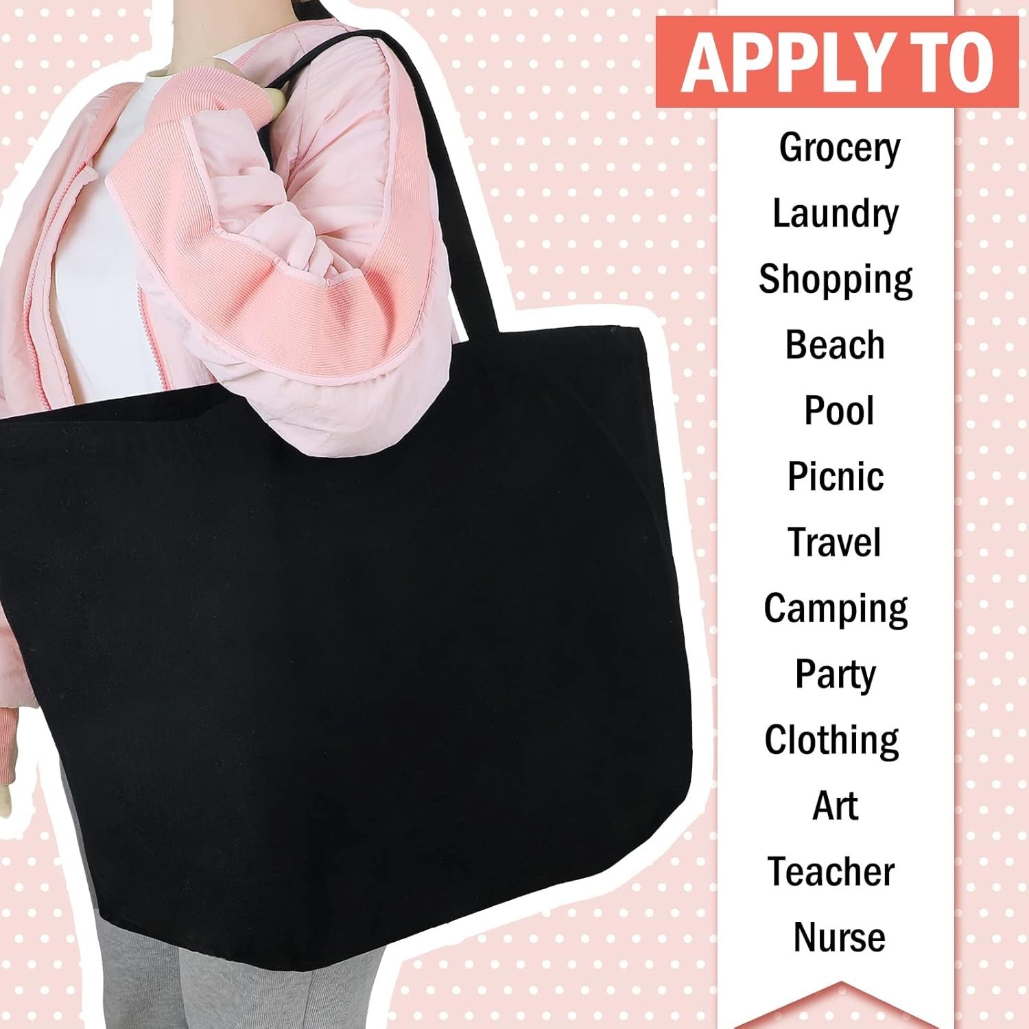 6 Pieces Extra Large Canvas Tote Bag Utility Heavy Duty Grocery Bags…