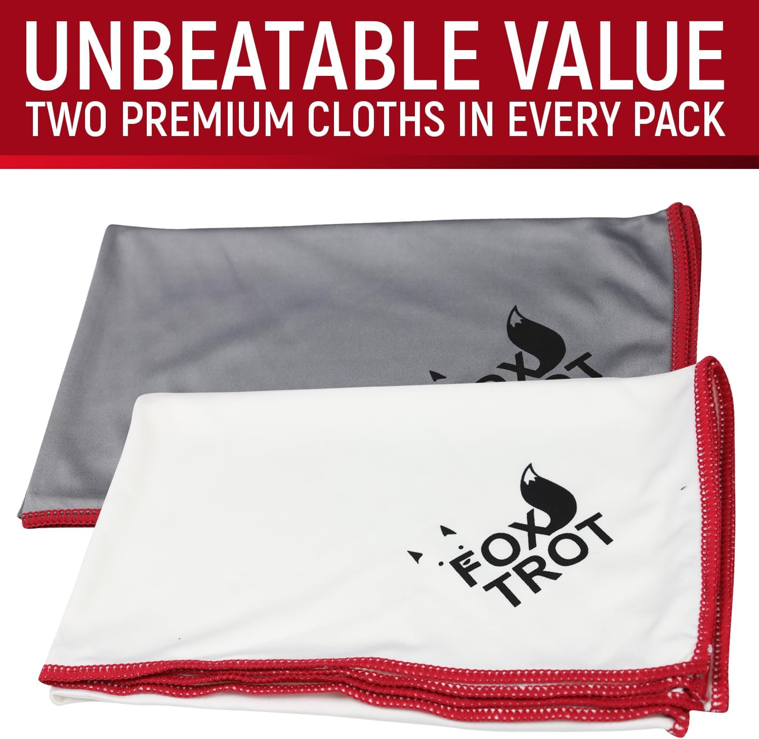 Large Microfiber Polishing Cloths (2 Pack White | Gray) | Streak Free, Lint Free