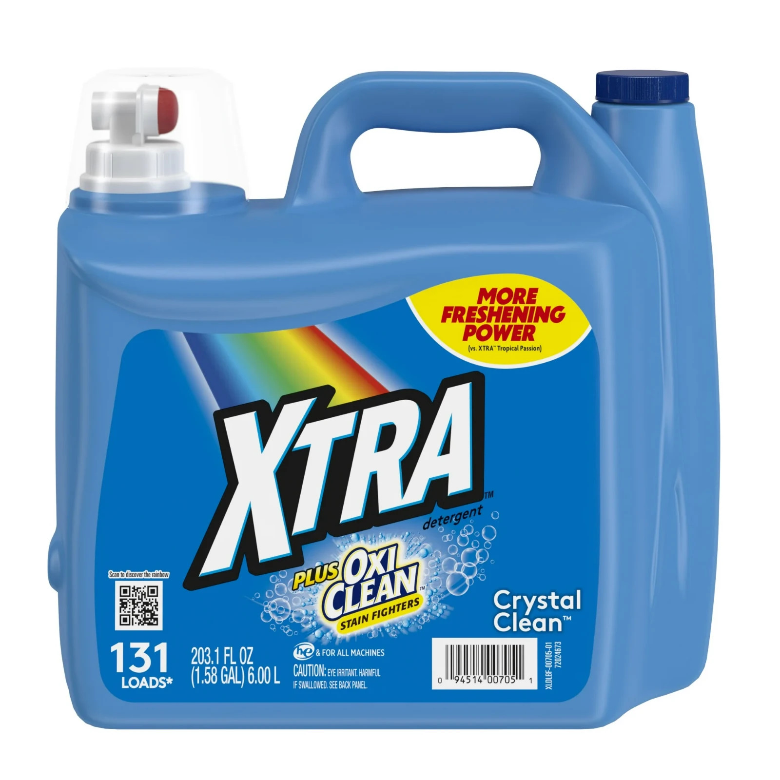 Xtra Plus OxiClean, 131 Loads Liquid Laundry Detergent, 203.1 fl oz,5pack
